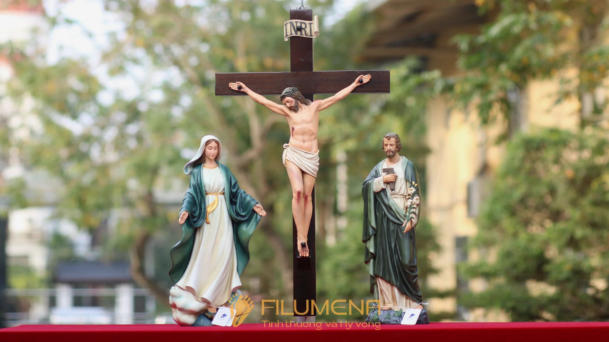 Bộ tượng Bàn thờ Chúa 40 cm tông màu xanh ô liu M2