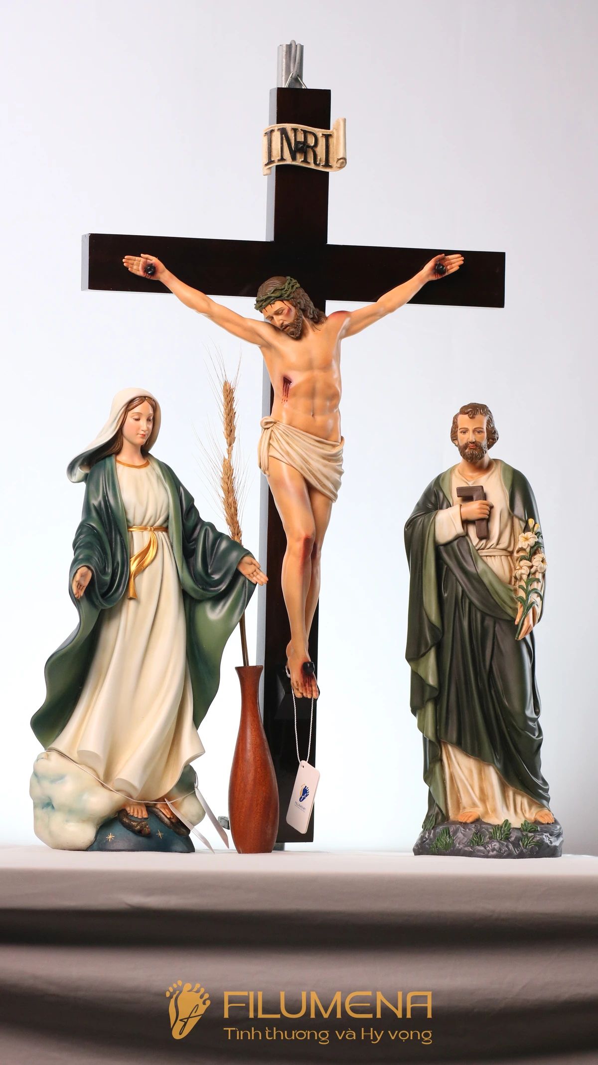 Bộ tượng Bàn thờ Chúa 40 cm tông màu xanh ô liu M2