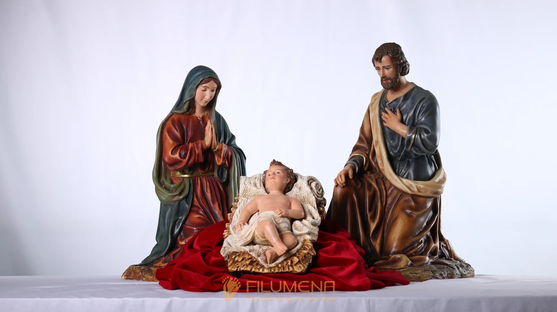 Bộ tượng Giáng sinh 50 cm 3 nhân vật tông màu trầm cổ điển