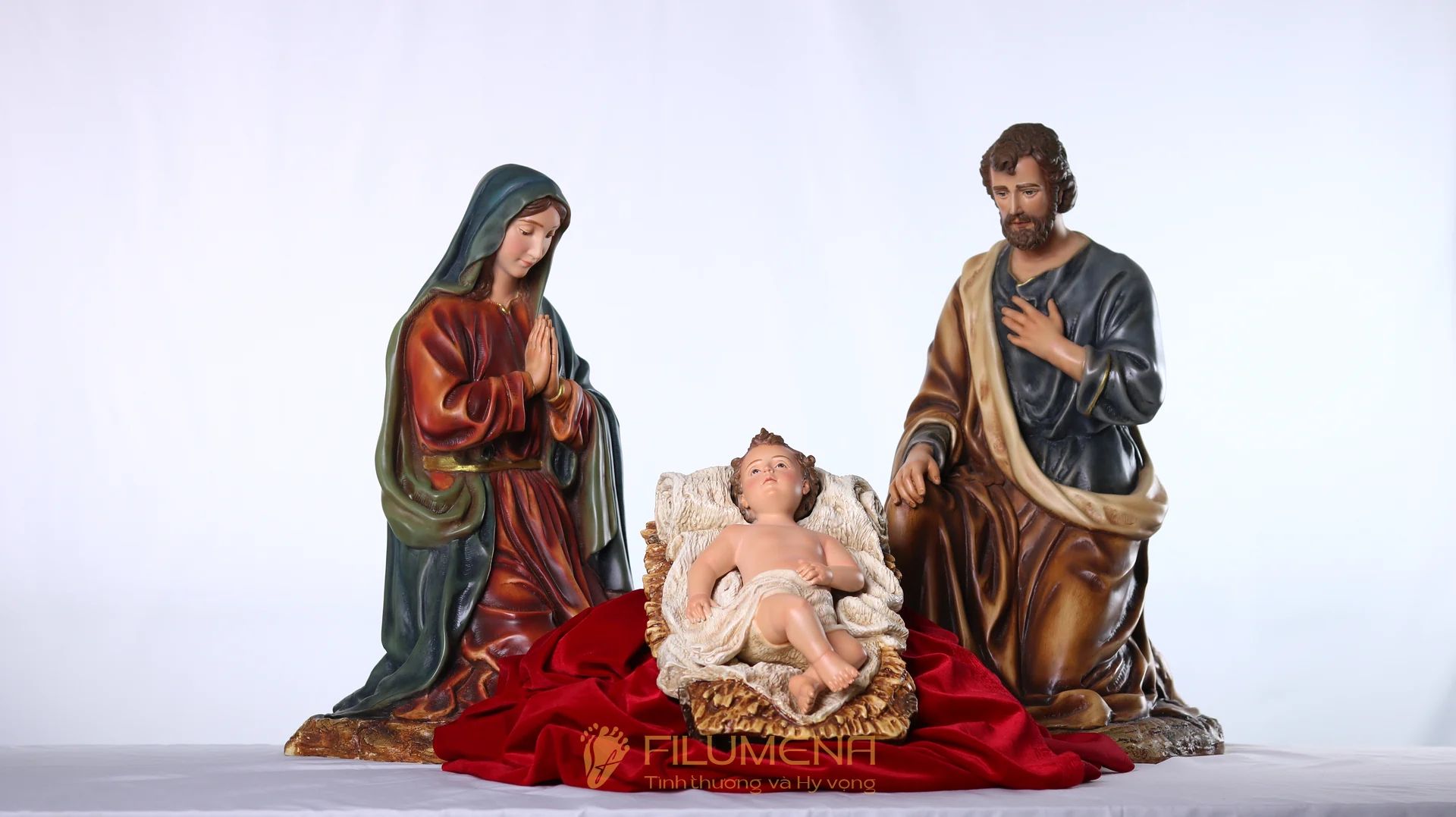 Bộ tượng Giáng sinh 50 cm 3 nhân vật tông màu trầm cổ điển