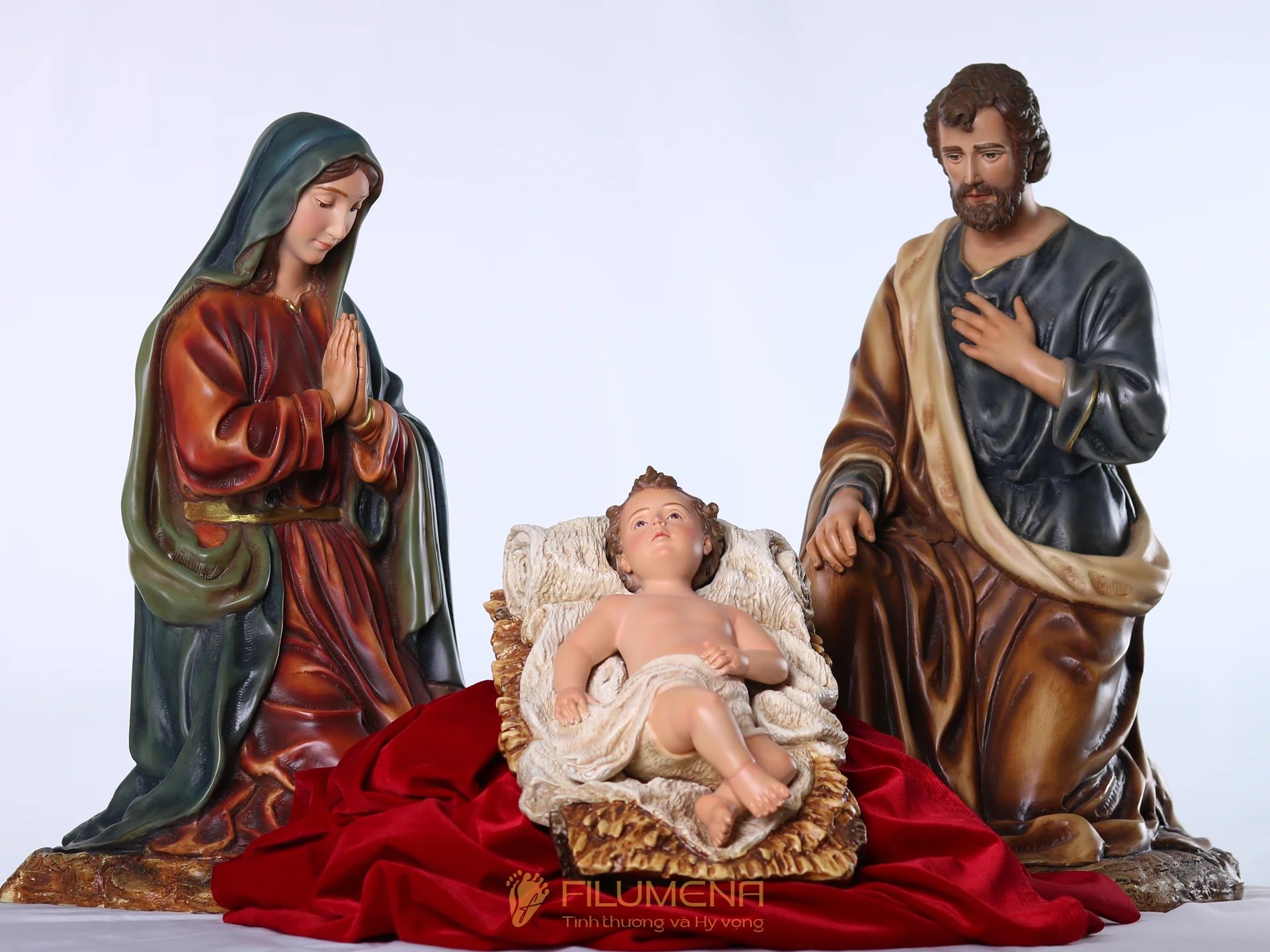 Bộ tượng Giáng sinh 50 cm 3 nhân vật tông màu trầm cổ điển