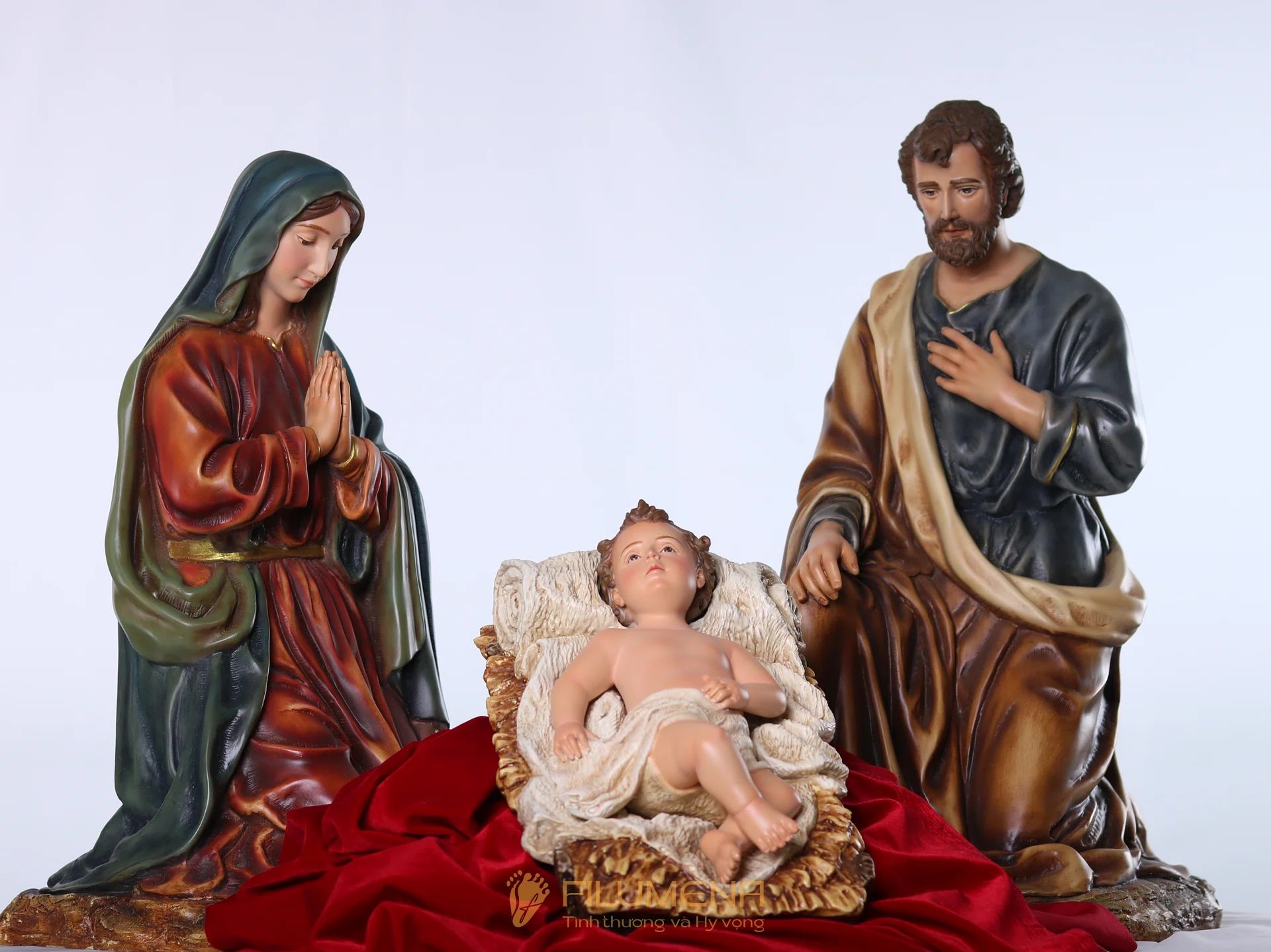 Bộ tượng Giáng sinh 50 cm 3 nhân vật tông màu trầm cổ điển