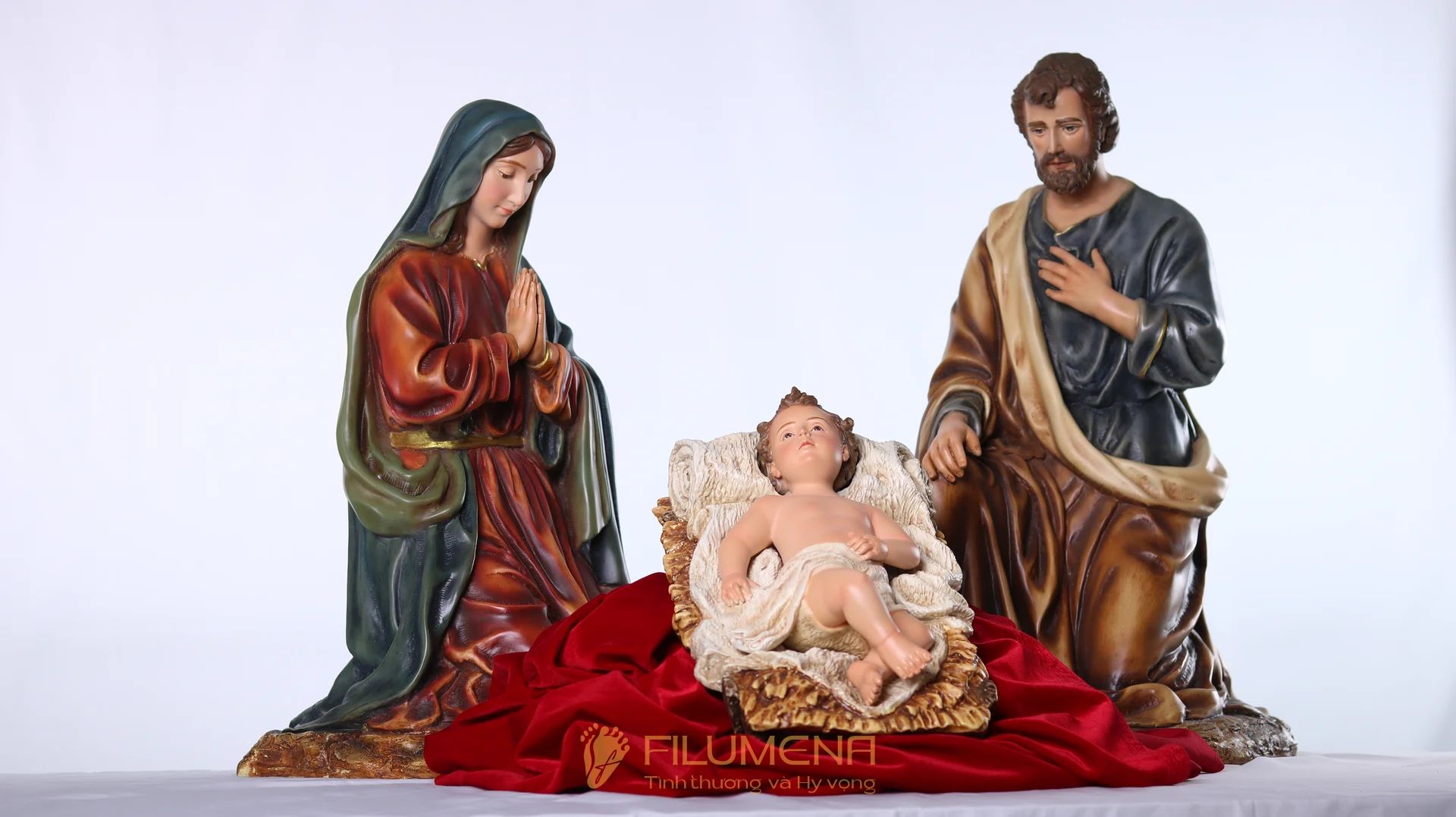 Bộ tượng Giáng sinh 50 cm 3 nhân vật tông màu trầm cổ điển