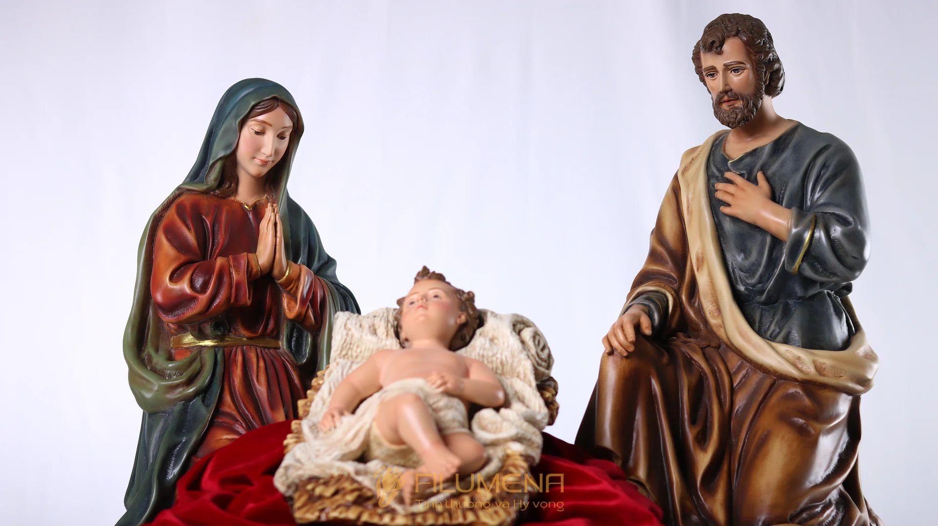 Bộ tượng Giáng sinh 50 cm 3 nhân vật tông màu trầm cổ điển