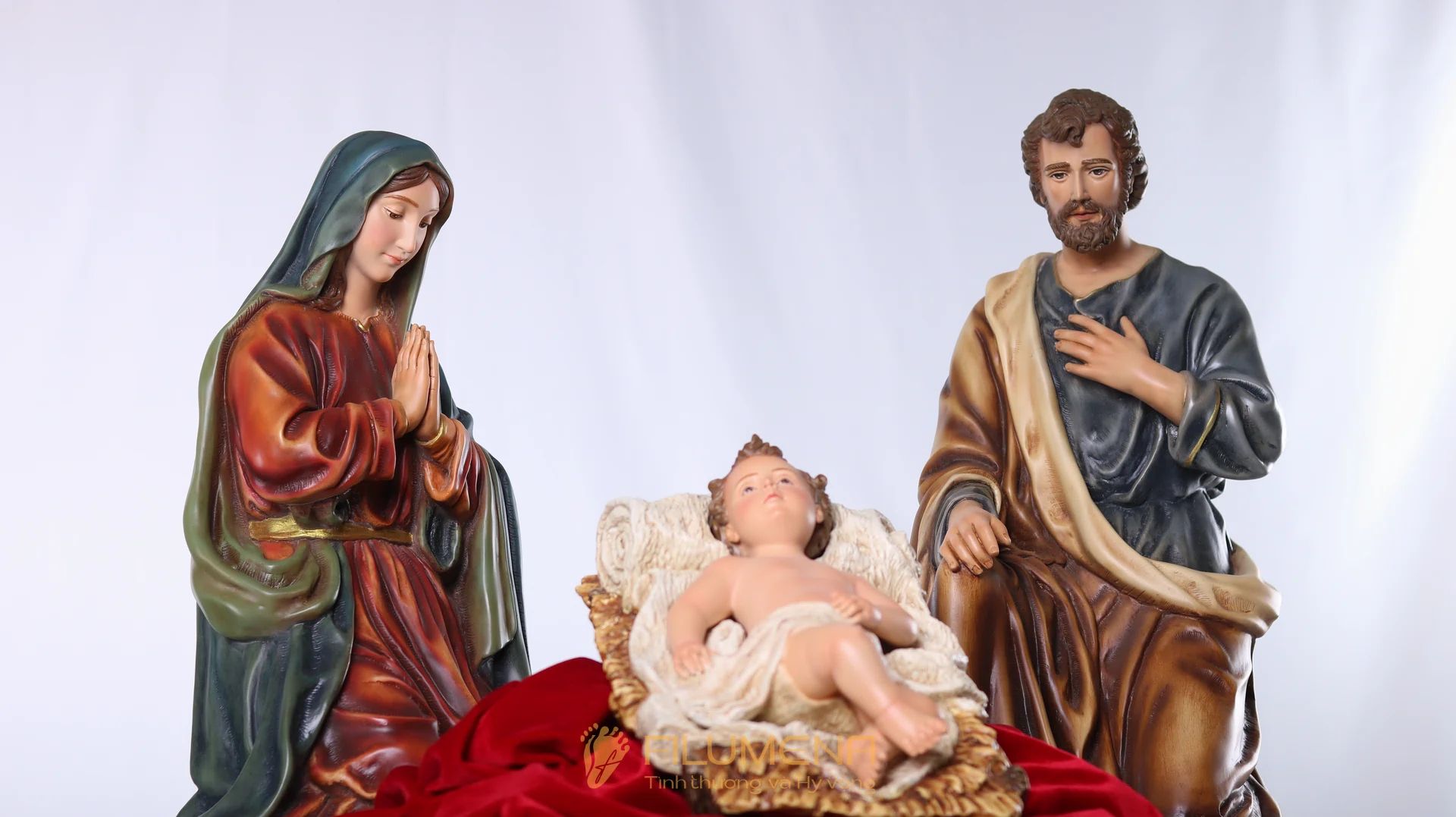 Bộ tượng Giáng sinh 50 cm 3 nhân vật tông màu trầm cổ điển