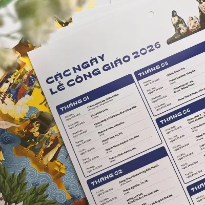 Lịch các ngày lễ trọng Công giáo 2026 bản cầm tay
