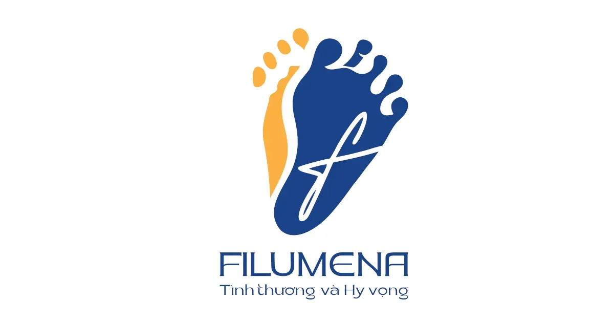 Biểu tượng logo Filumena là hình trái tim được kết thành từ dấu chân một hài nhi