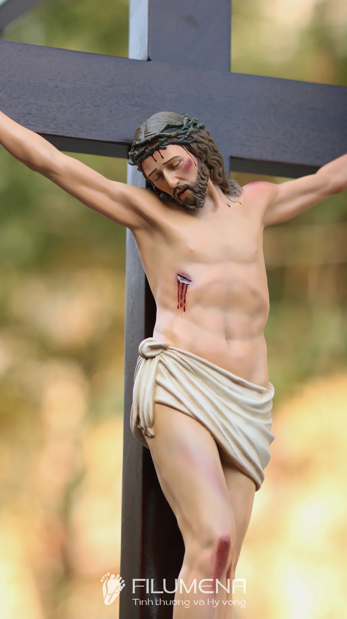 Tượng Chúa chịu nạn 40 cm Thánh giá gỗ lát