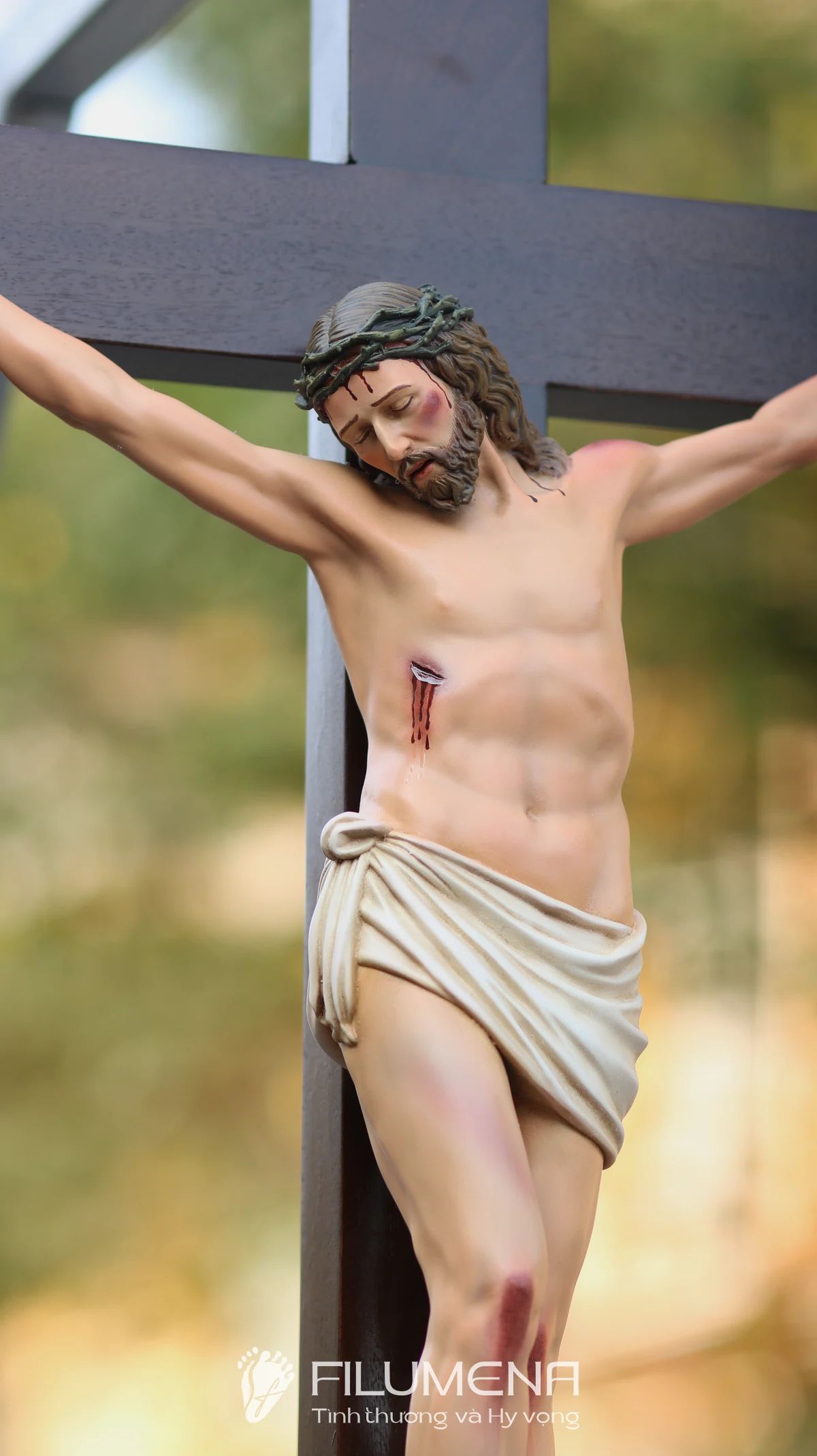 Tượng Chúa chịu nạn 40 cm Thánh giá gỗ lát