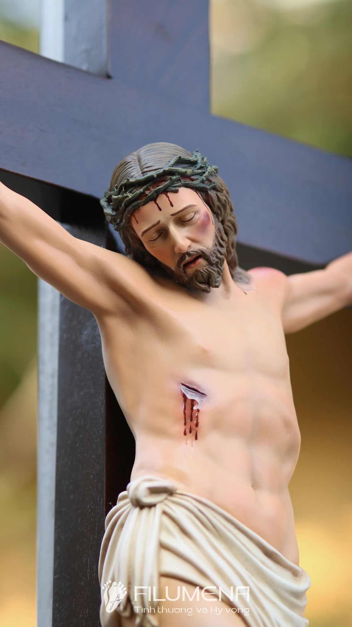 Tượng Chúa chịu nạn 40 cm Thánh giá gỗ lát