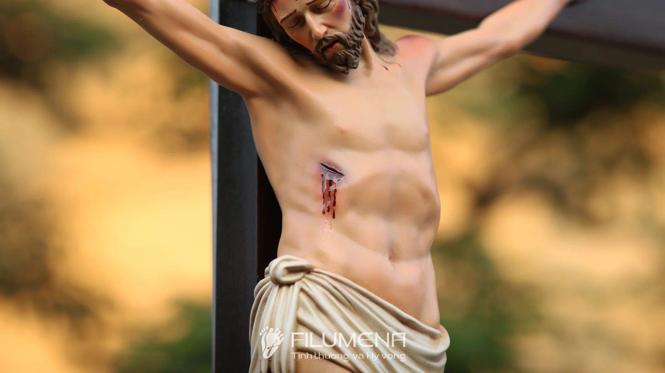 Tượng Chúa chịu nạn 40 cm Thánh giá gỗ lát