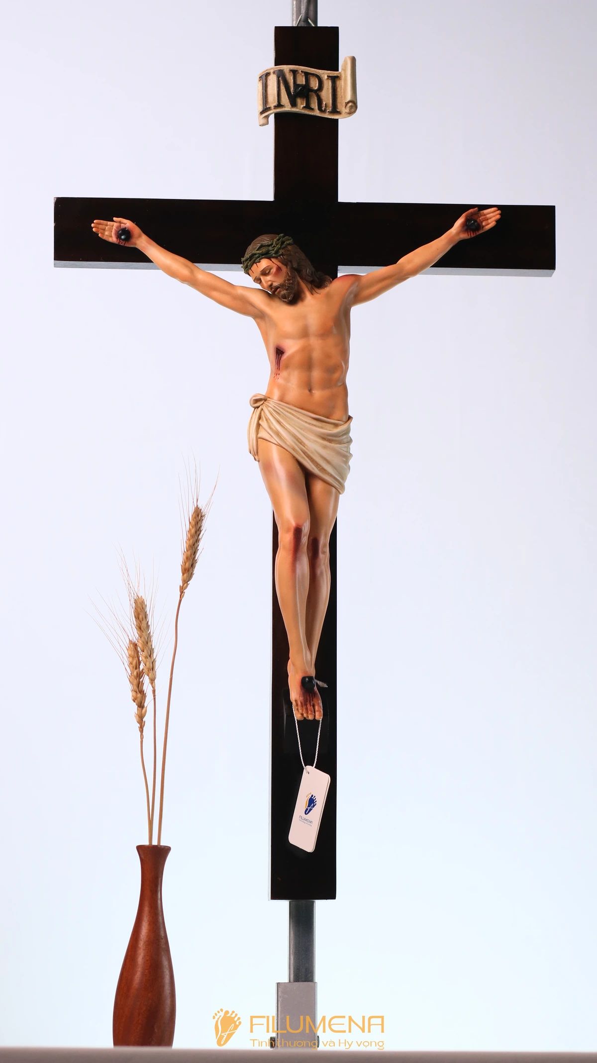 Tượng Chúa chịu nạn 40 cm Thánh giá gỗ lát