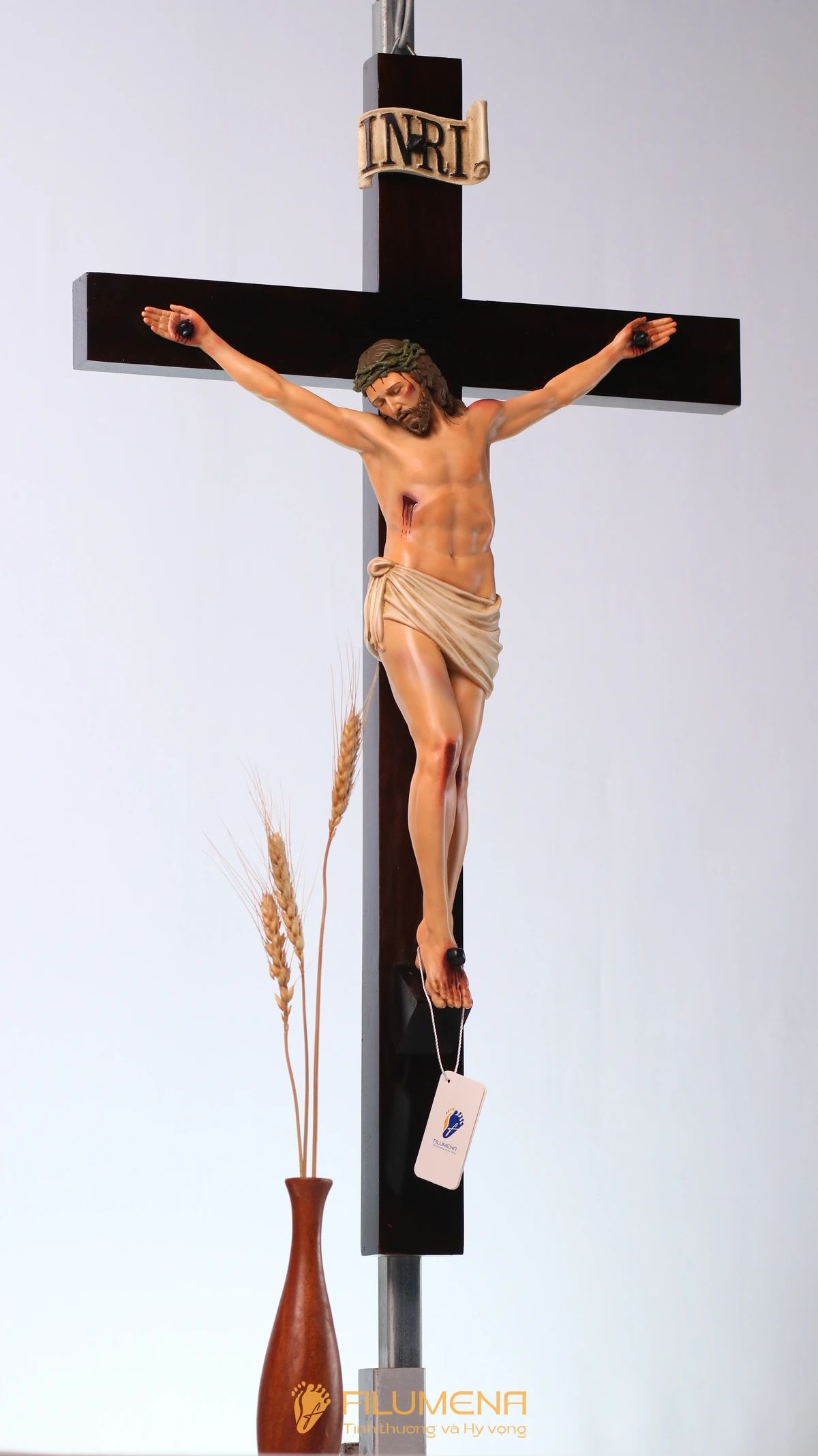 Tượng Chúa chịu nạn 40 cm Thánh giá gỗ lát