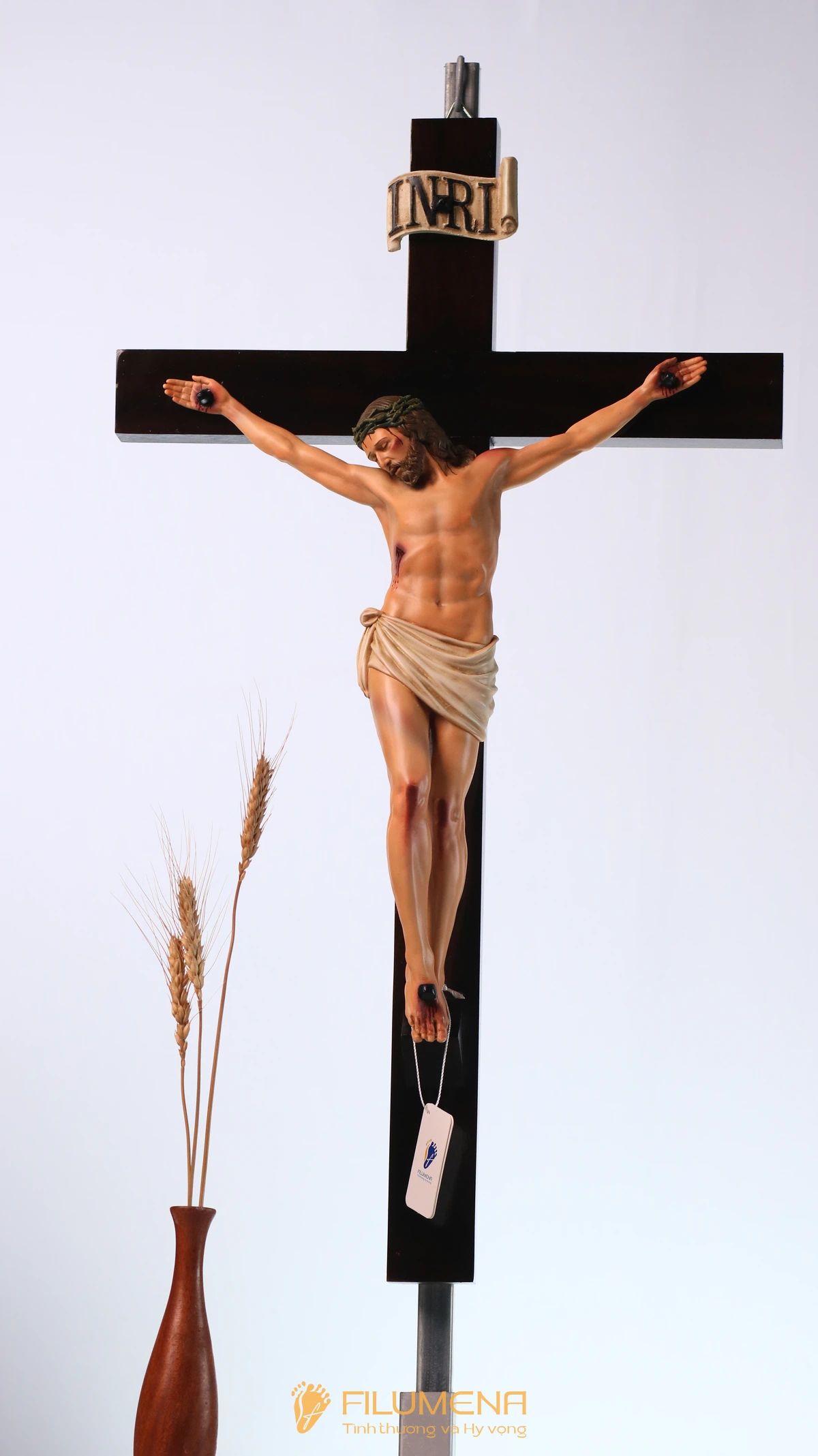 Tượng Chúa chịu nạn 40 cm Thánh giá gỗ lát