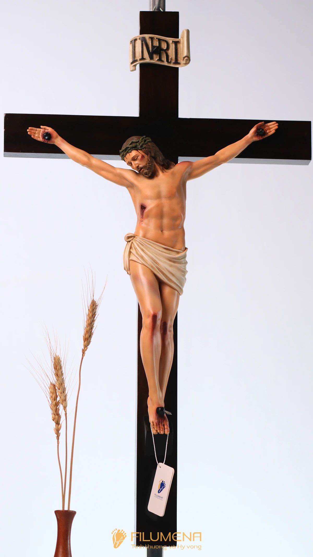 Tượng Chúa chịu nạn 40 cm Thánh giá gỗ lát