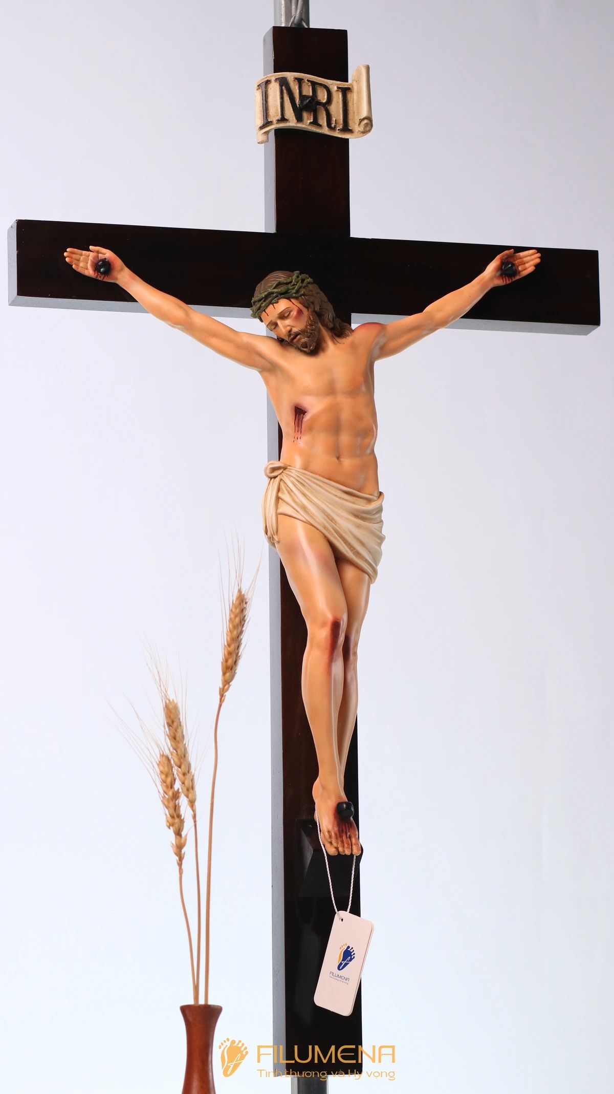 Tượng Chúa chịu nạn 40 cm Thánh giá gỗ lát