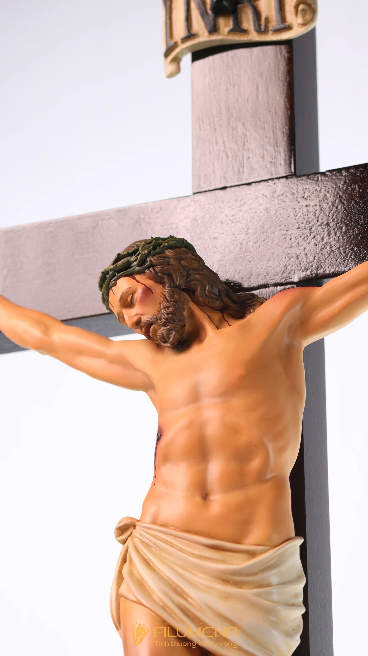 Tượng Chúa chịu nạn 40 cm Thánh giá gỗ lát