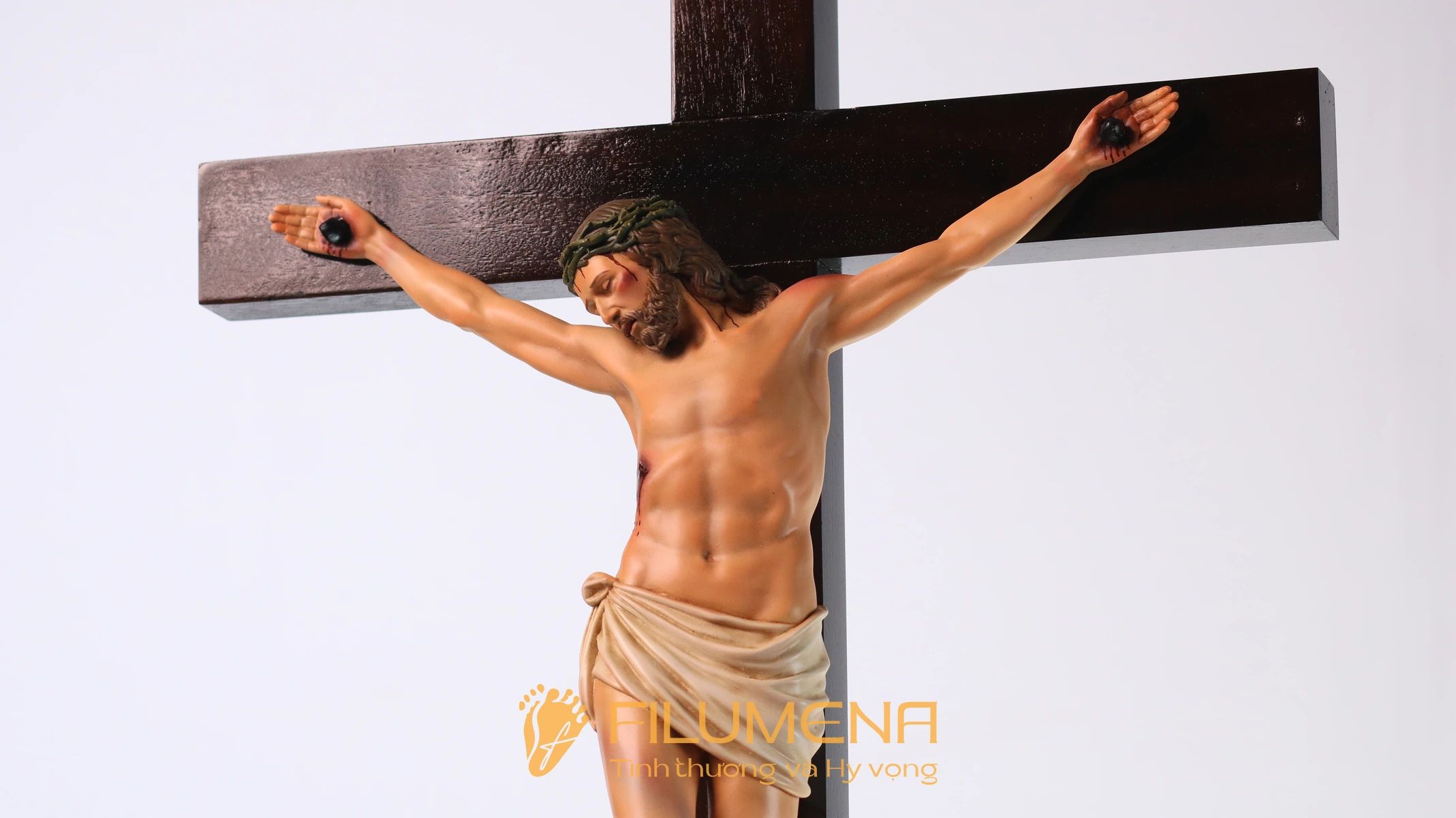 Tượng Chúa chịu nạn 40 cm Thánh giá gỗ lát