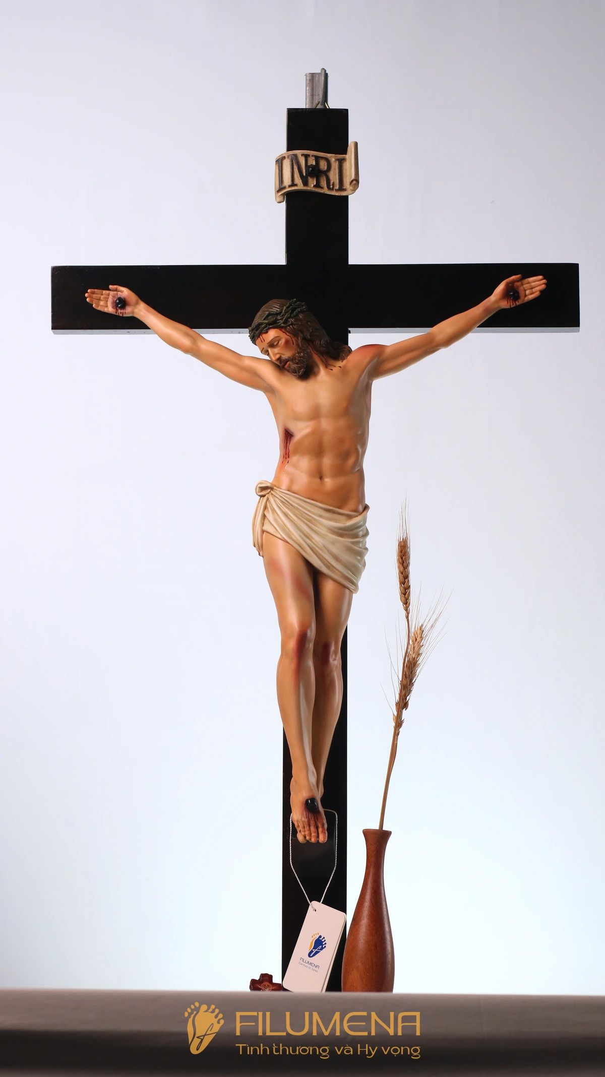 Bộ bàn thờ Chúa 50 cm màu nâu và xanh dương cổ điển