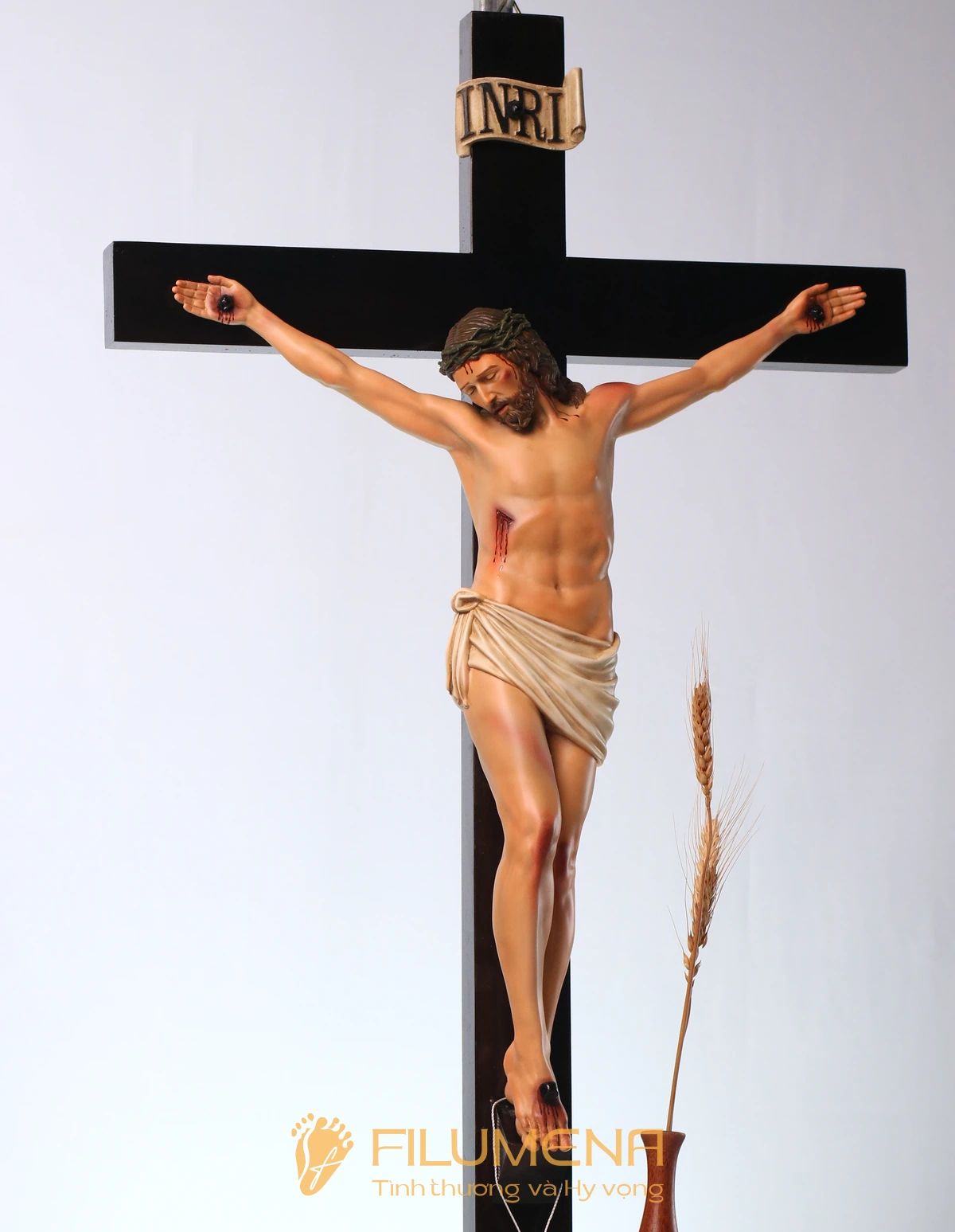 Tượng Chúa chịu nạn cao 50 cm Thánh giá gỗ lát