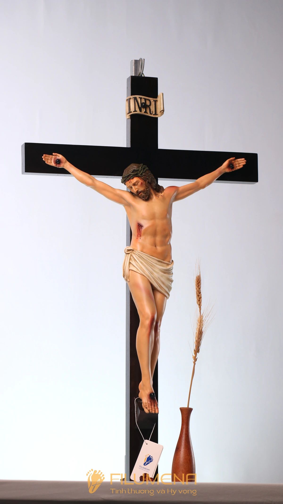 Bộ bàn thờ Chúa 50 cm màu nâu và xanh dương cổ điển