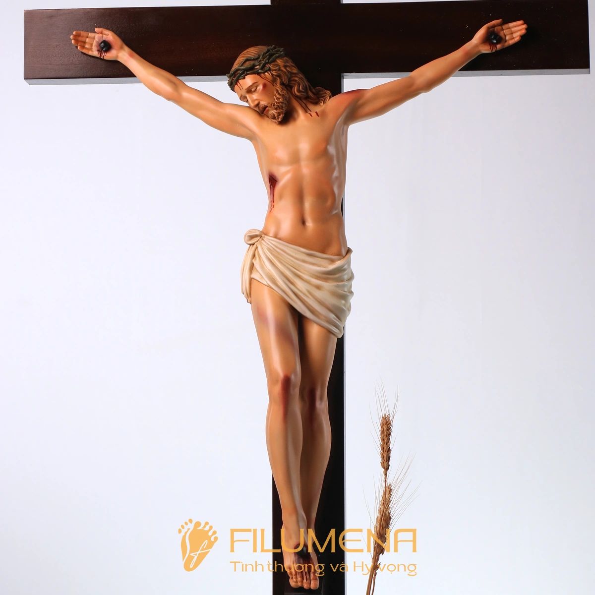 Tượng Chúa chịu nạn cao 60 cm Thánh giá gỗ lát