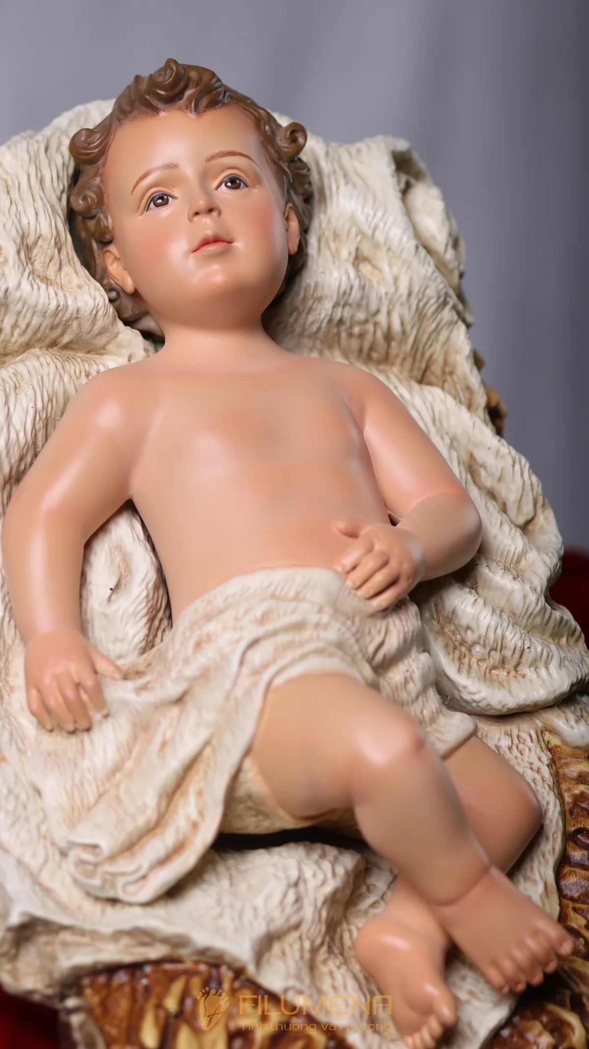 Bộ tượng Giáng sinh 50 cm 5 nhân vật tông màu sáng cổ điển