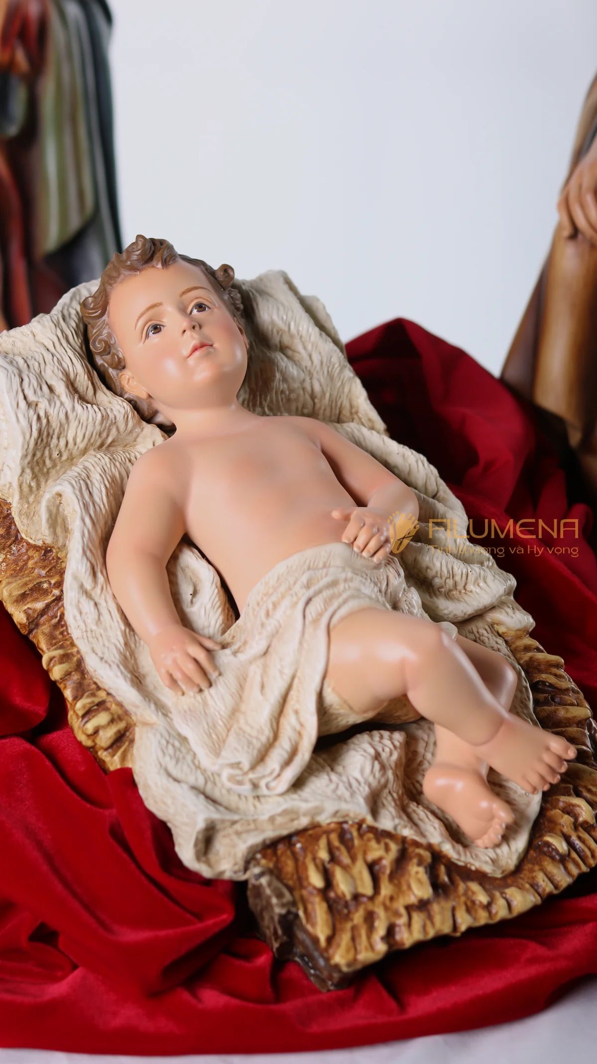 Bộ tượng Giáng sinh 50 cm 5 nhân vật tông màu sáng cổ điển