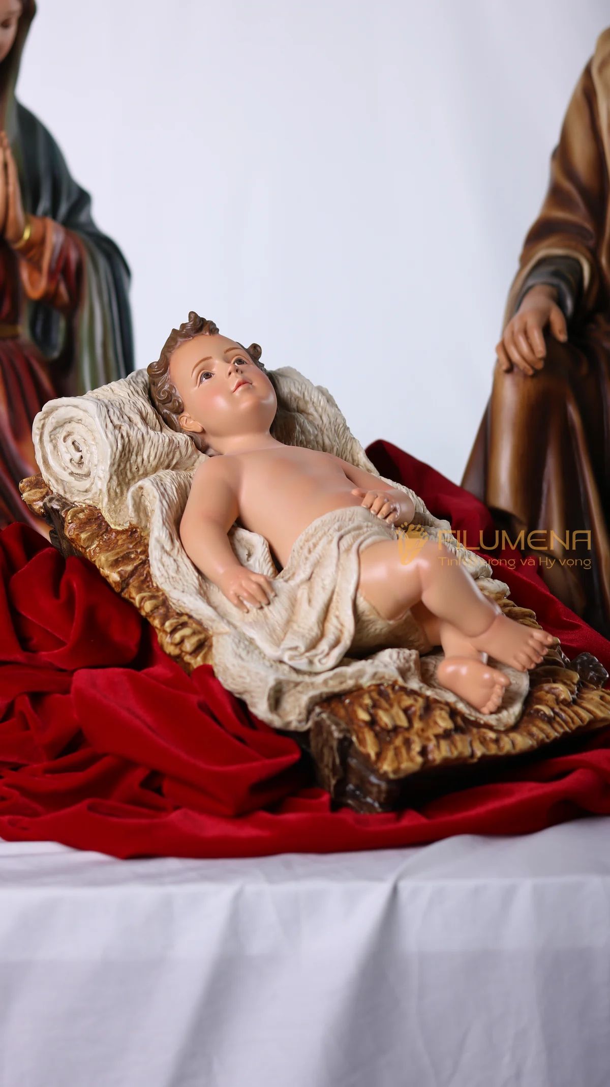 Bộ tượng Giáng sinh 50 cm 5 nhân vật màu trầm cổ điển