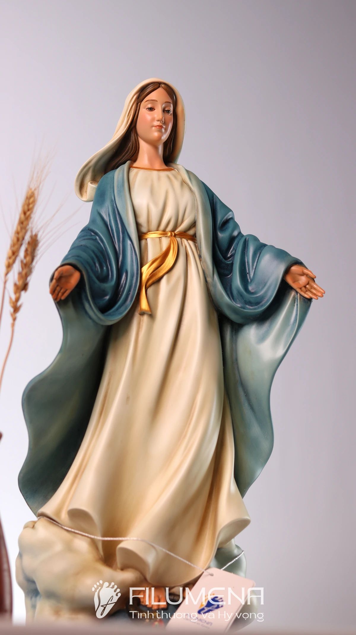 Bộ bàn thờ Chúa 50 cm màu nâu và xanh dương cổ điển