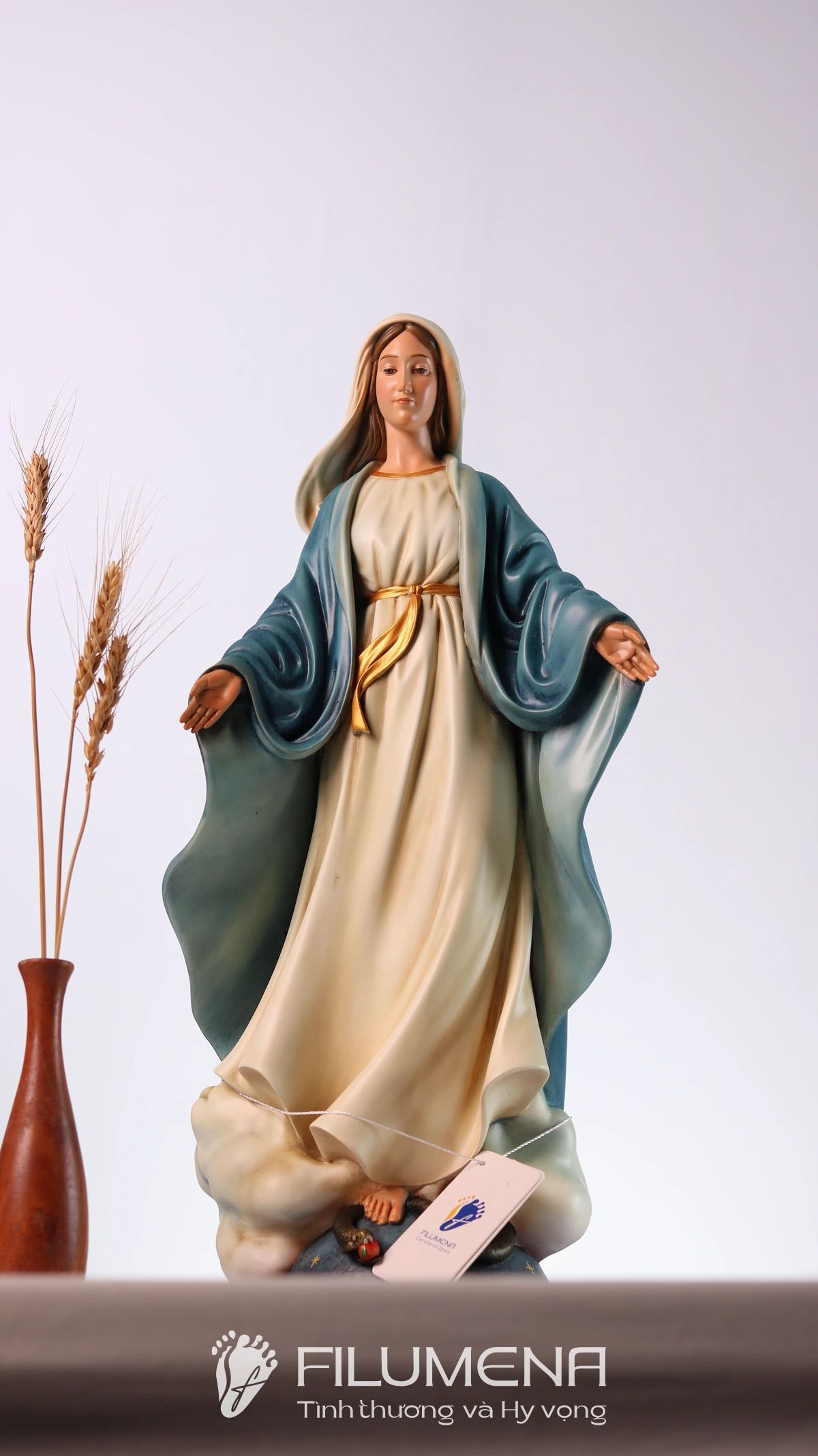 Bộ bàn thờ Chúa 50 cm màu nâu và xanh dương cổ điển