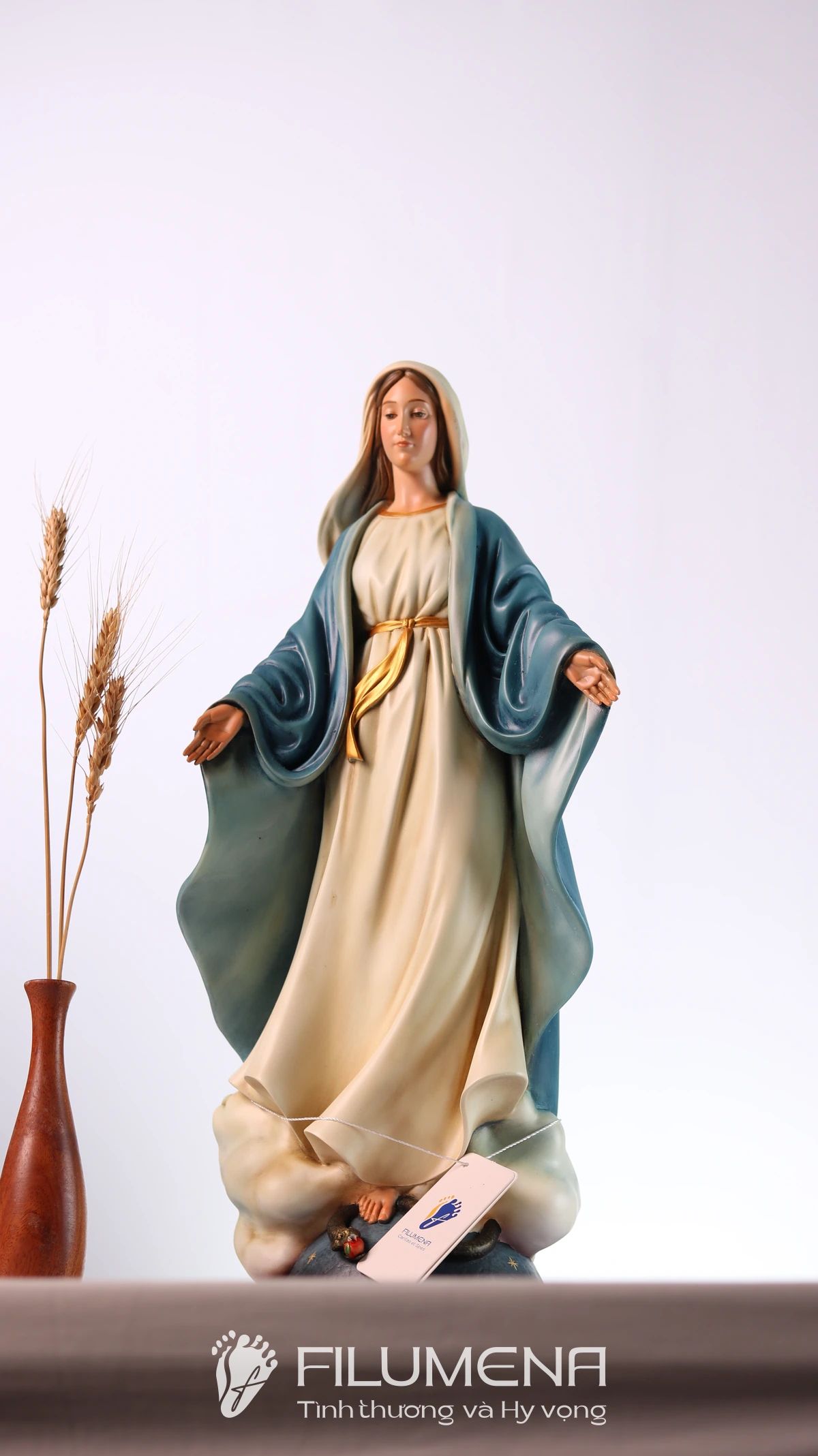 Bộ bàn thờ Chúa 50 cm màu nâu và xanh dương cổ điển