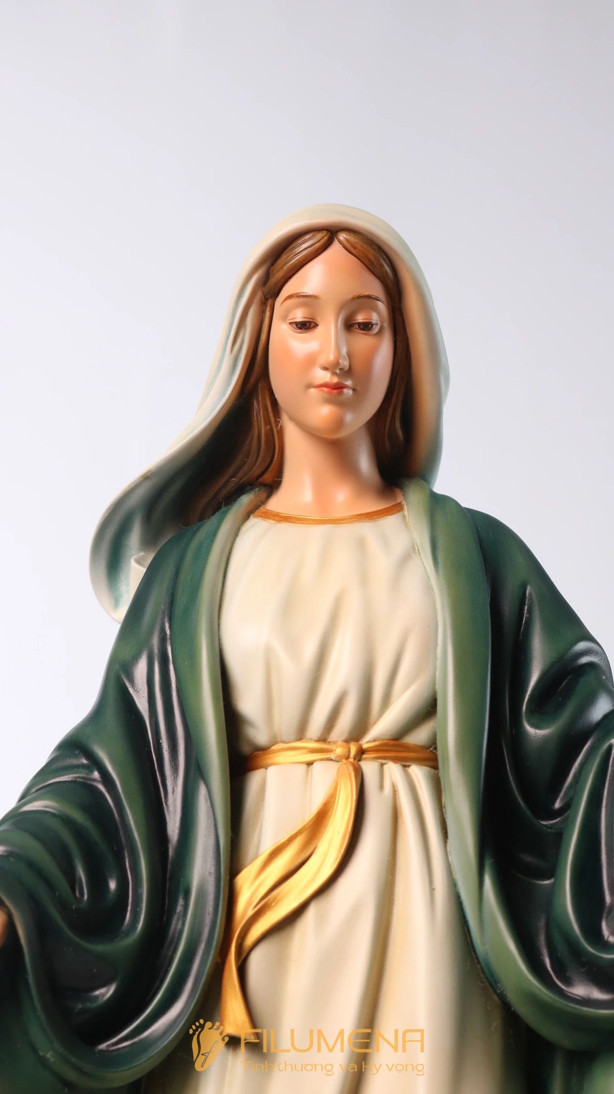Tượng Đức Mẹ Ban Ơn 60 cm màu xanh ô-liu