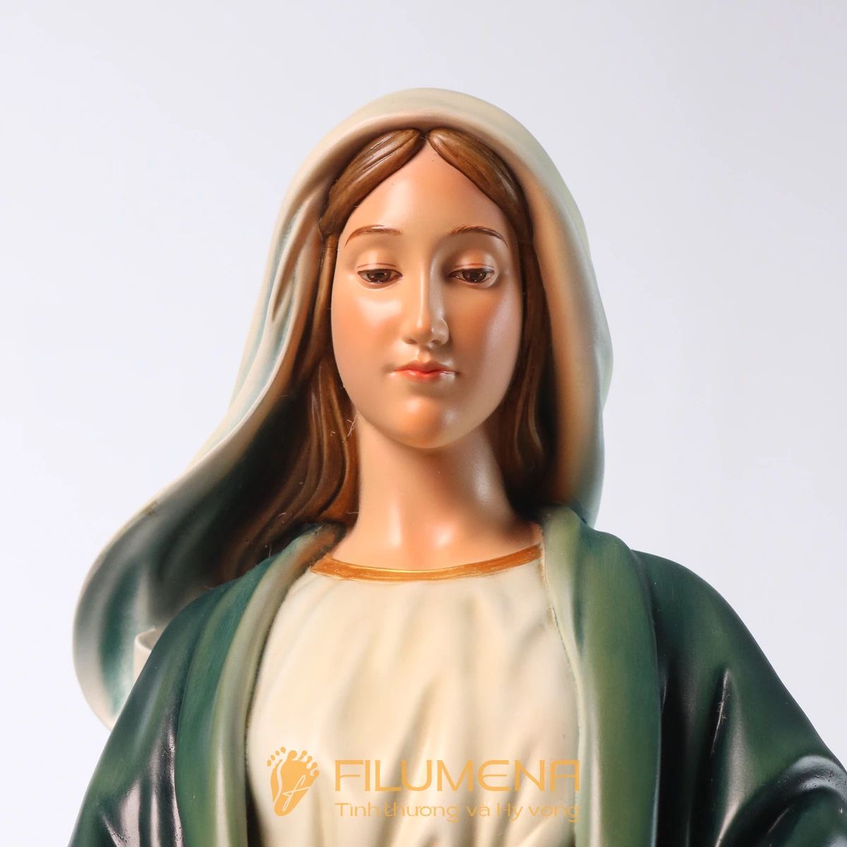 Tượng Đức Mẹ Ban Ơn 60 cm màu xanh ô-liu