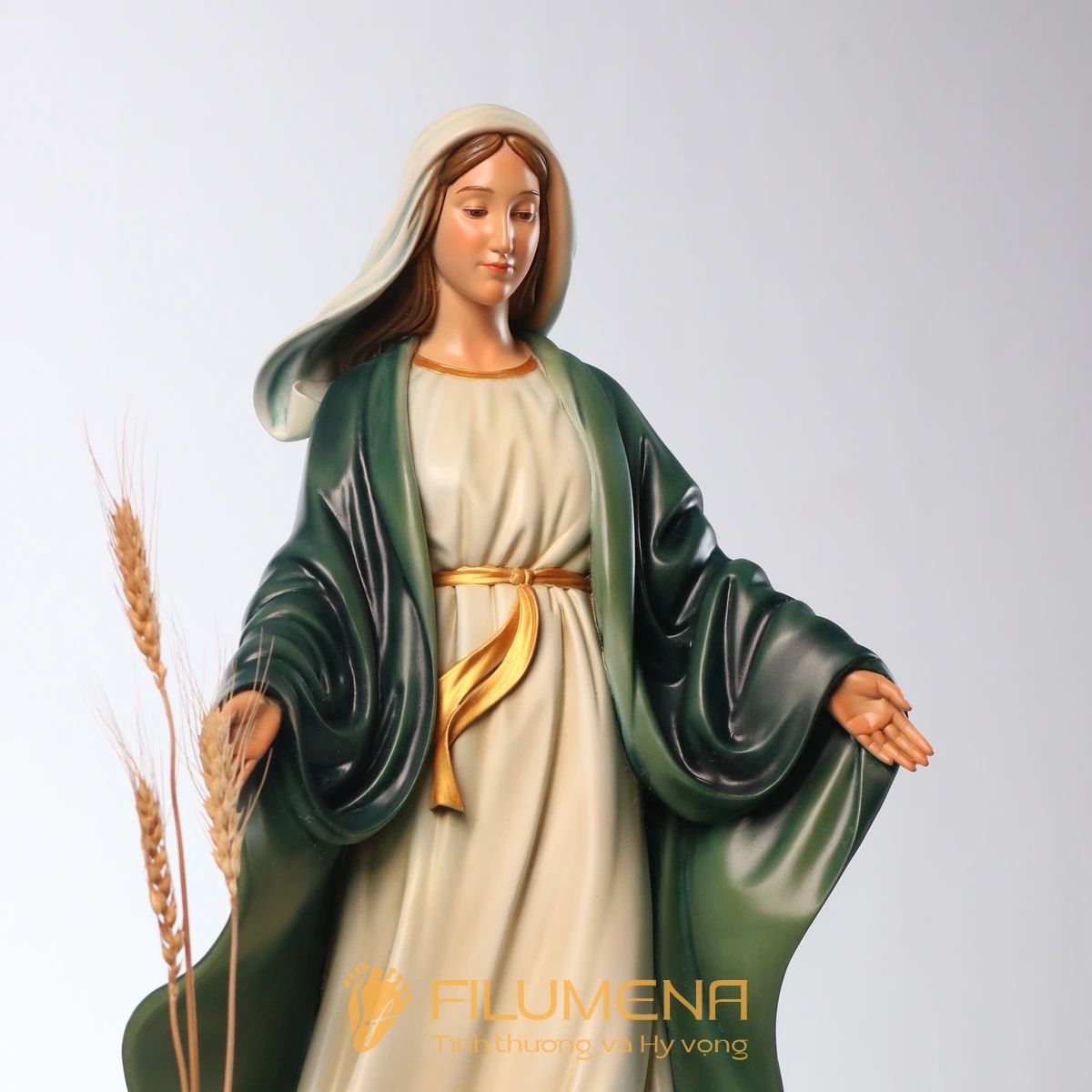 Tượng Đức Mẹ Ban Ơn 60 cm màu xanh ô-liu