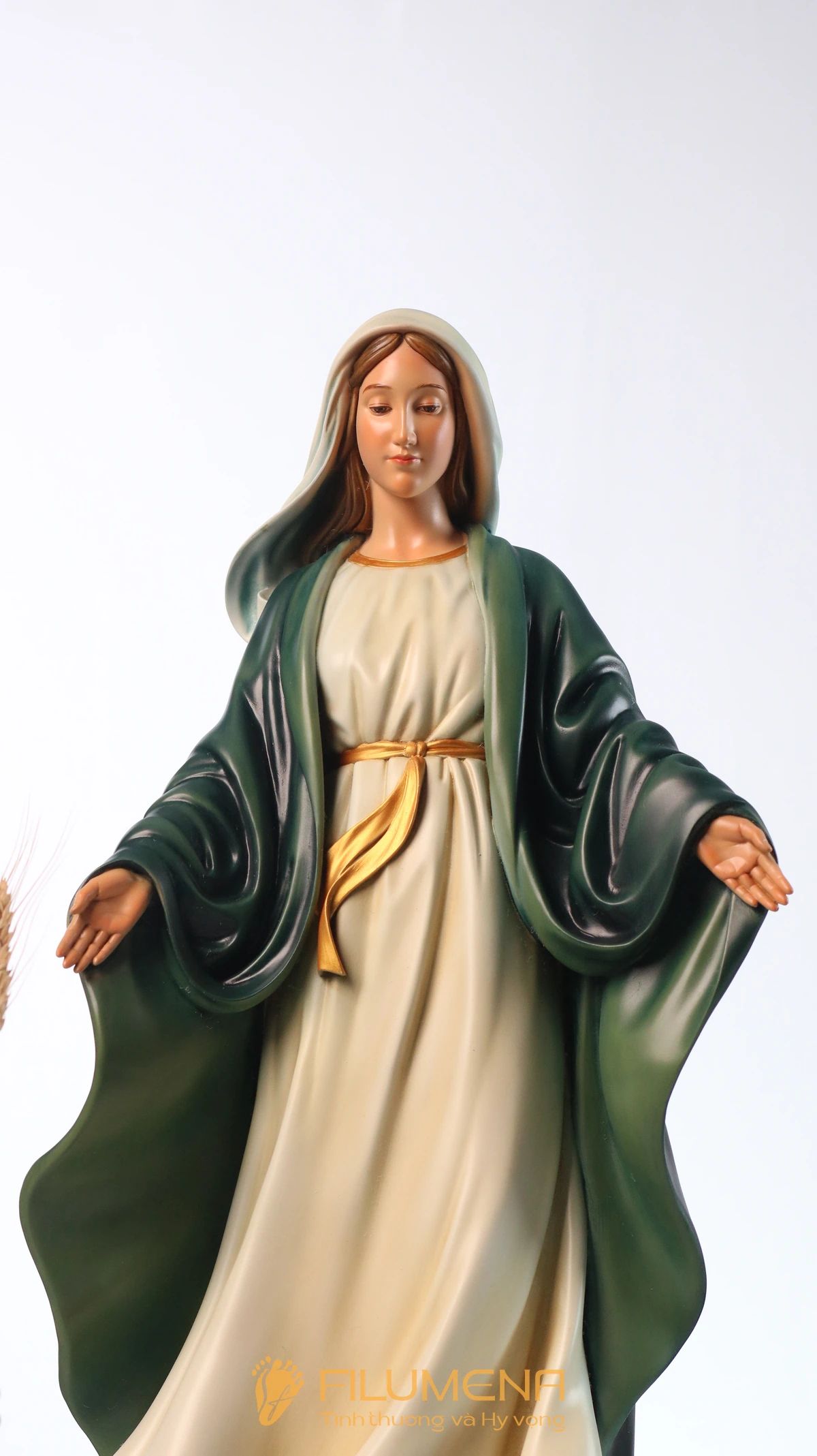 Tượng Đức Mẹ Ban Ơn 60 cm màu xanh ô-liu