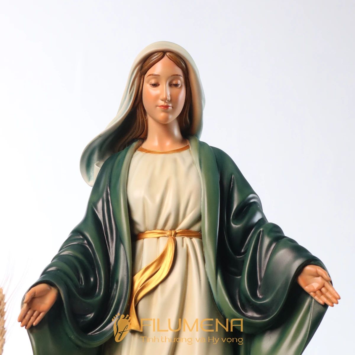 Tượng Đức Mẹ Ban Ơn 60 cm màu xanh ô-liu