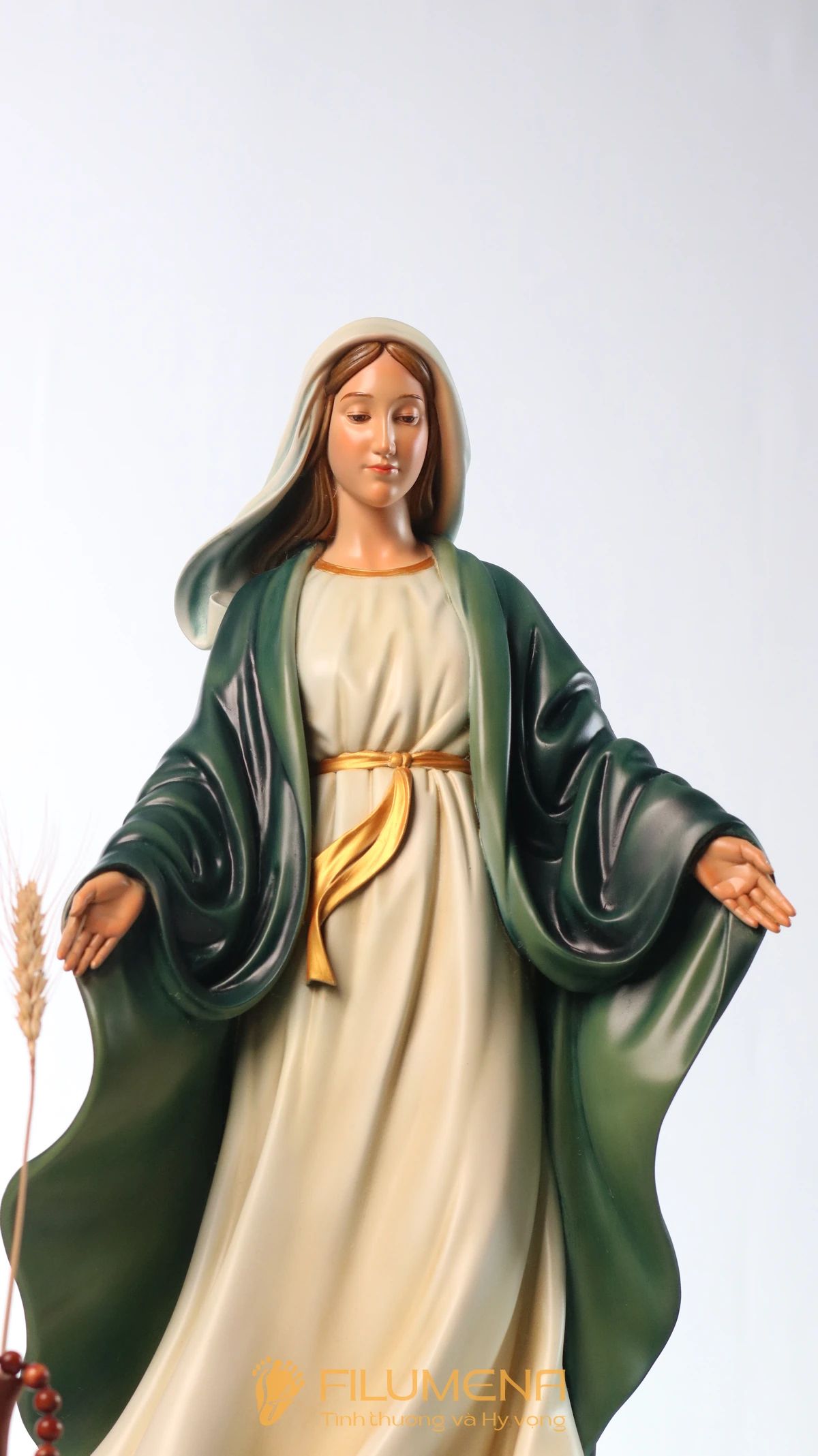 Tượng Đức Mẹ Ban Ơn 60 cm màu xanh ô-liu