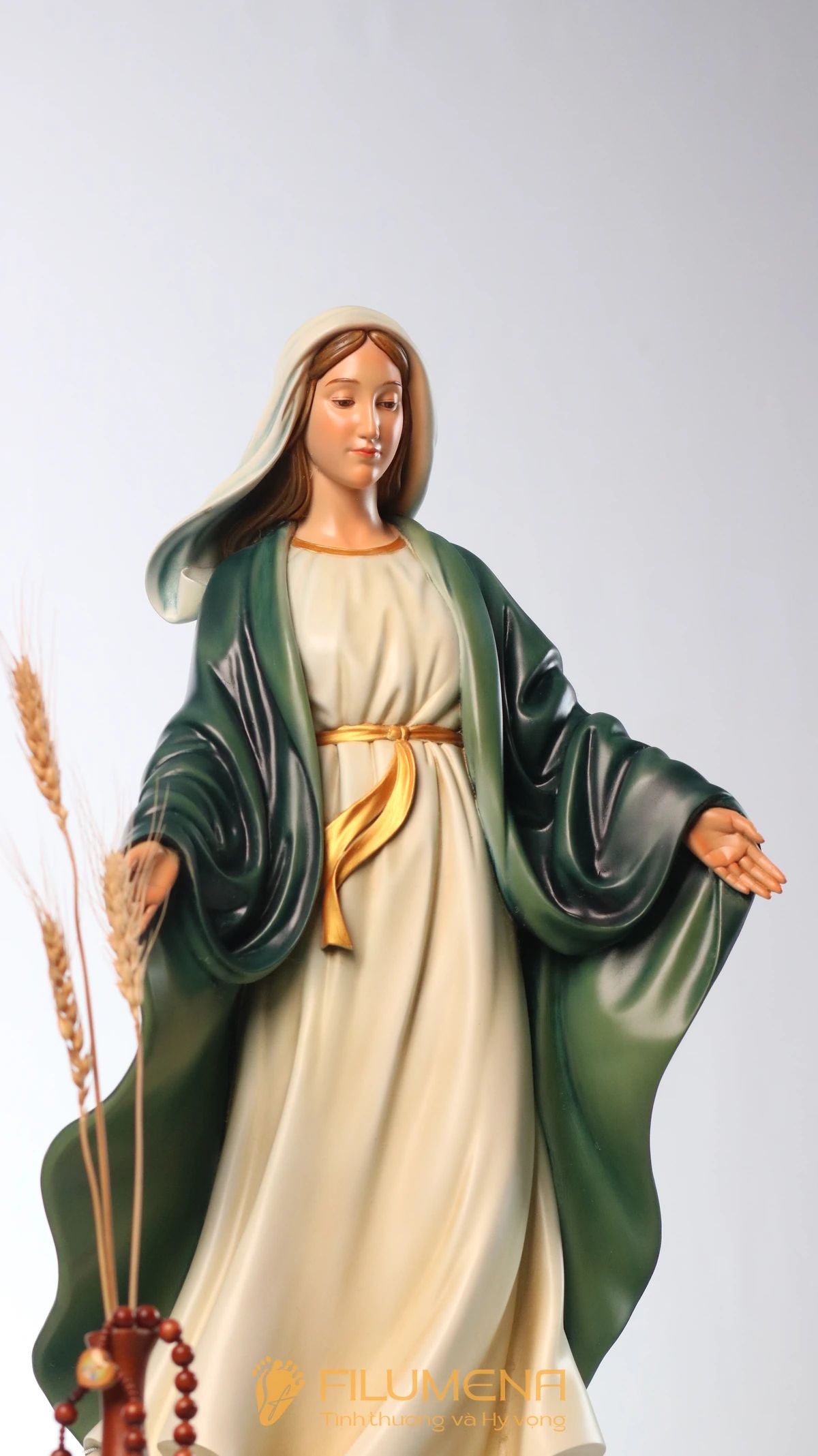 Tượng Đức Mẹ Ban Ơn cao 50 cm, 60 cm màu xanh ô-liu M2