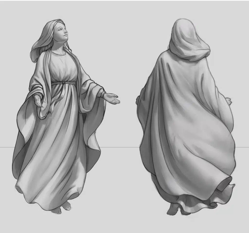Phác thảo mẫu tượng Đức Mẹ Lên Trời (Filumena, tháng 05 năm 2021)