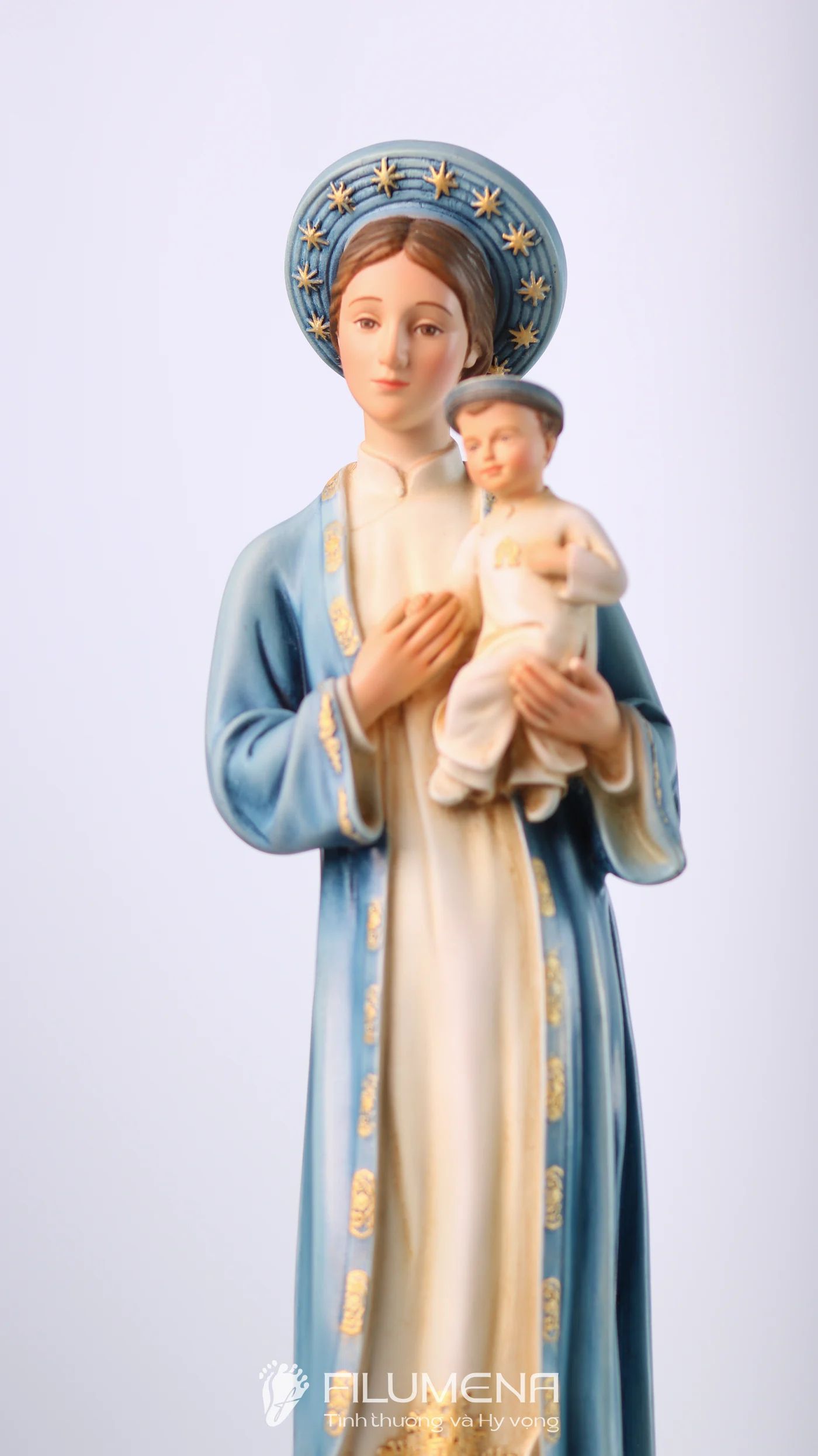 Tượng Đức Mẹ La Vang 30 cm áo màu xanh da trời