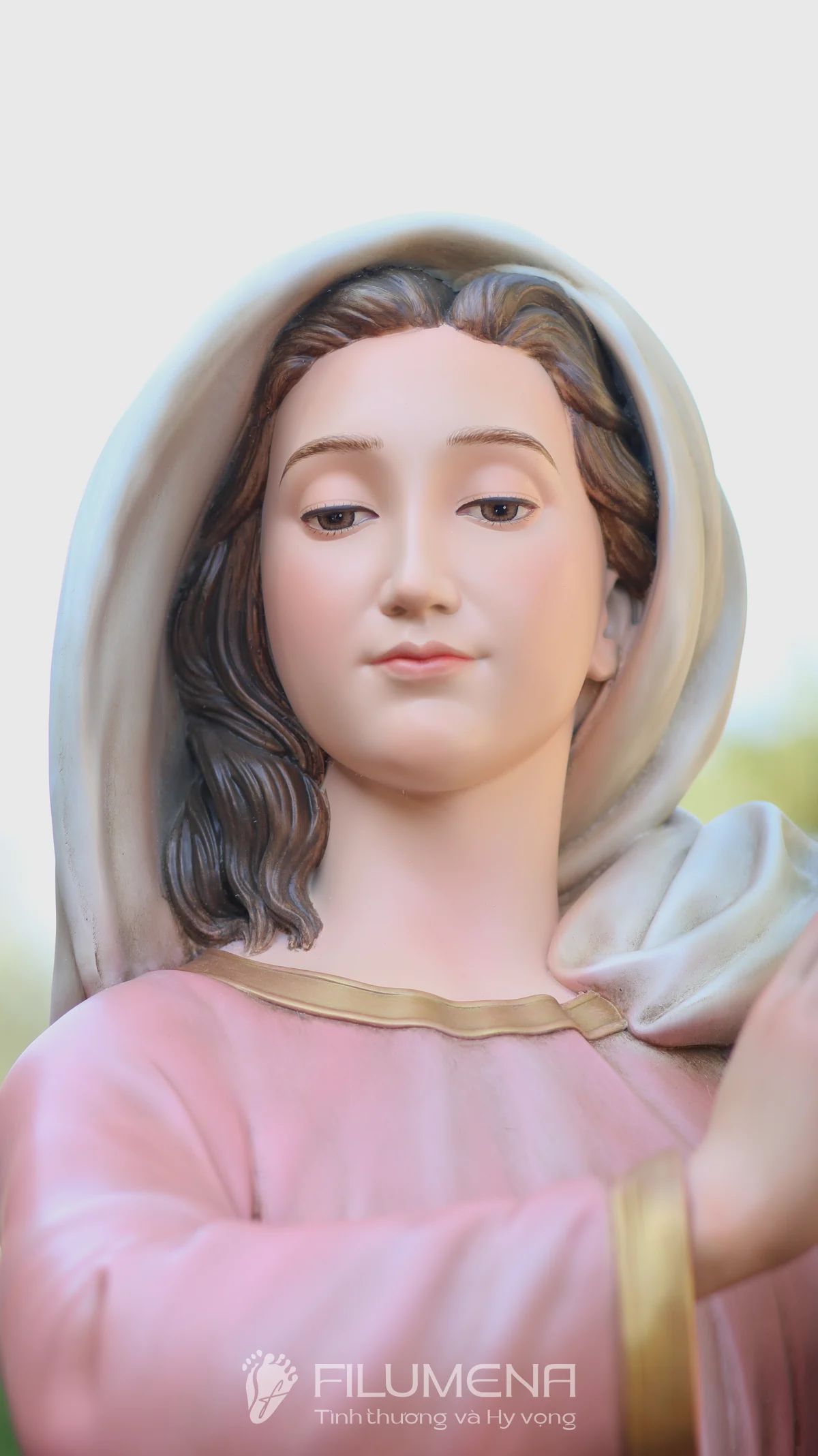 Tượng Đức Mẹ Vô Nhiễm Nguyên Tội cao 120 cm màu trầm truyền thống