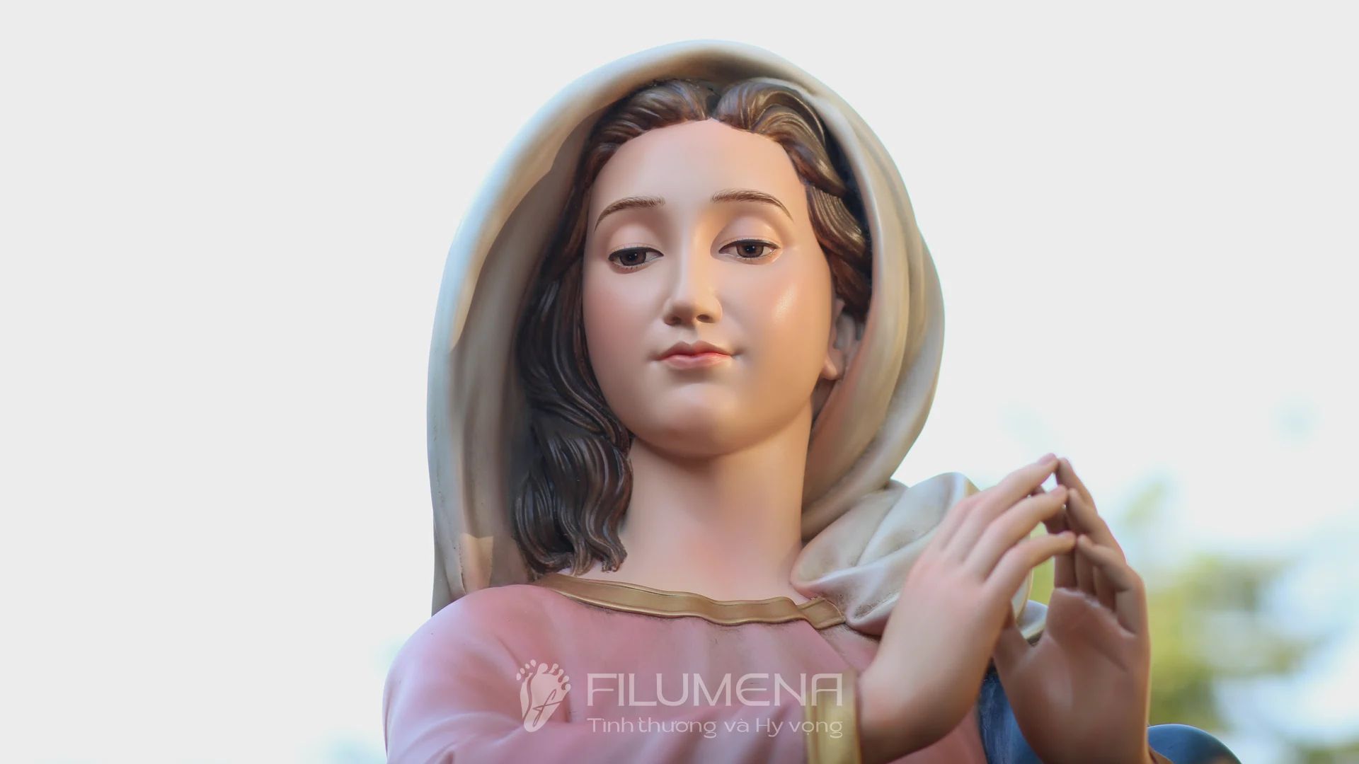 Tượng Đức Mẹ Vô Nhiễm Nguyên Tội cao 120 cm màu trầm truyền thống