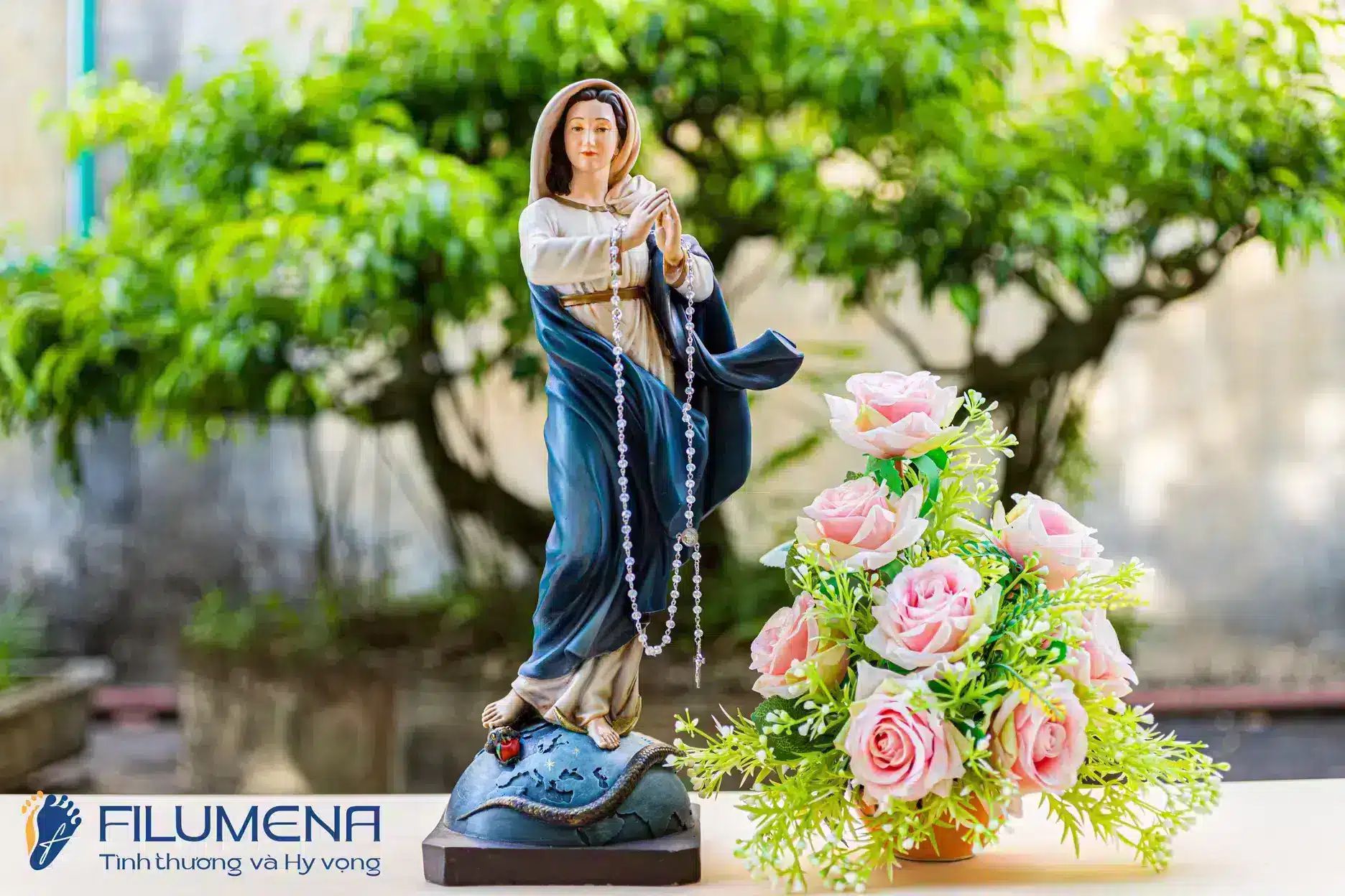 Tượng Đức Mẹ Vô Nhiễm Nguyên Tội, cao 40 cm, màu M1