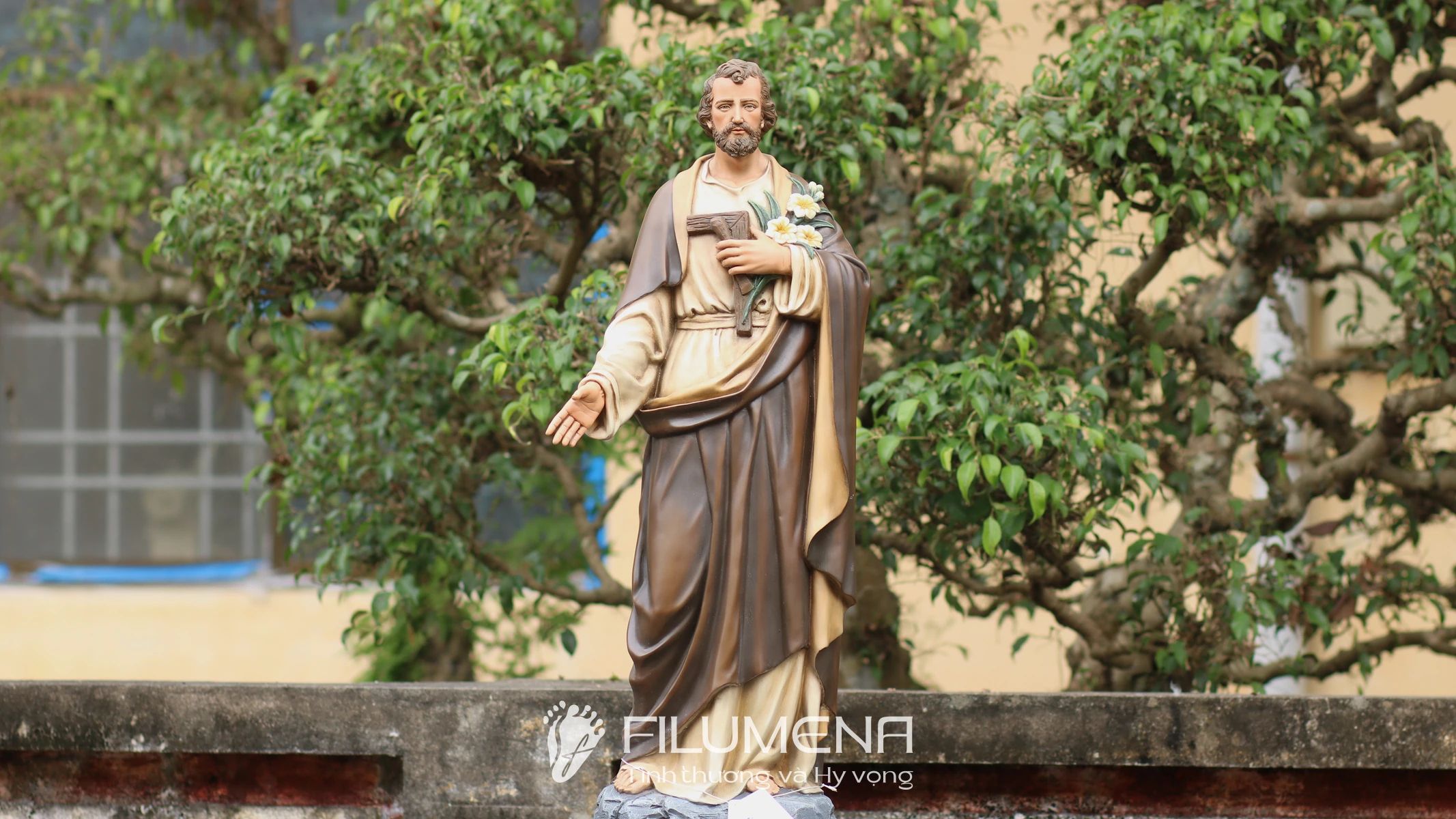 Thánh Giuse bầu cử 80 cm màu nâu cổ điển