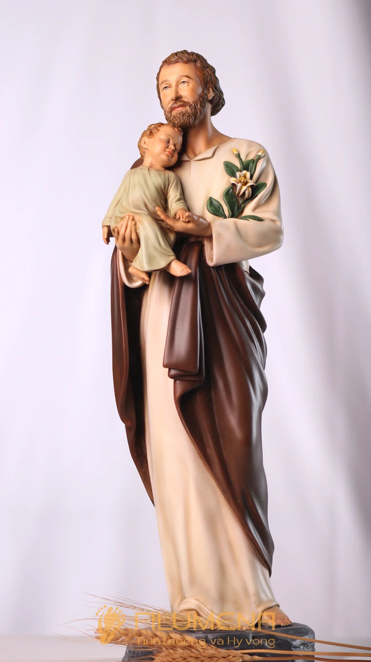 Tượng Thánh Giu-se bế Chúa cao 40 cm màu M1