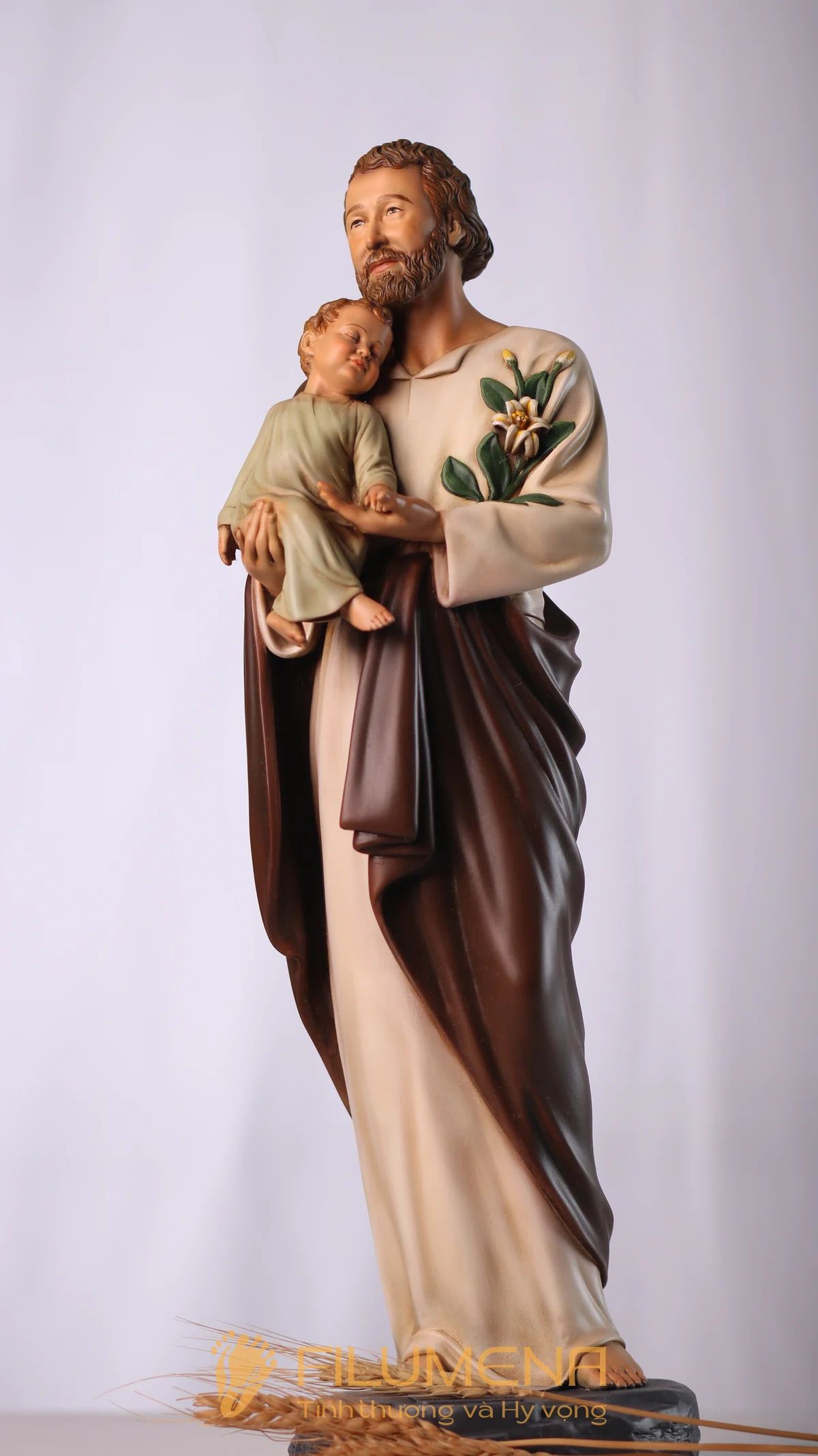 Tượng Thánh Giu-se bế Chúa cao 40 cm màu M1