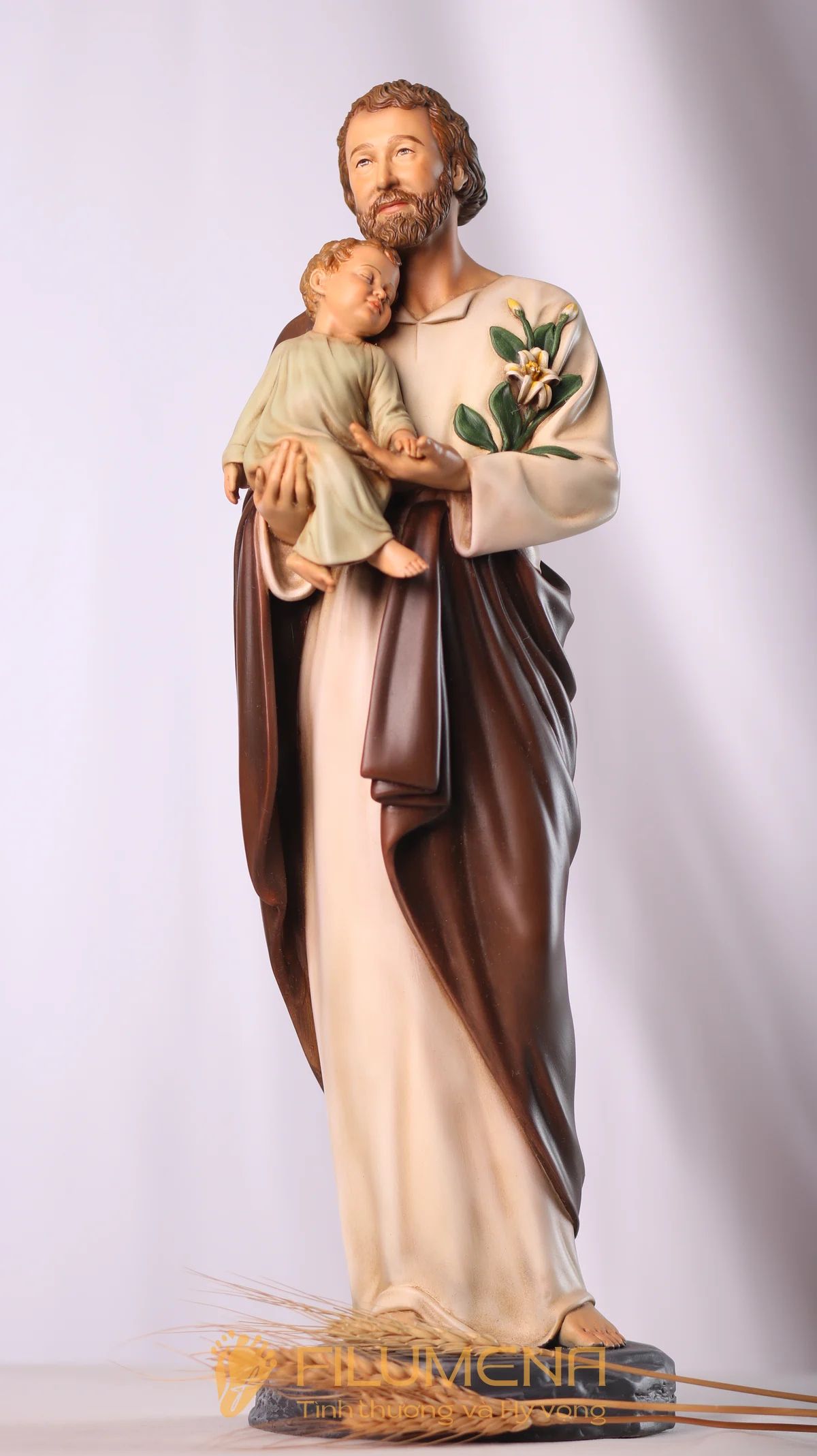 Tượng Thánh Giu-se bế Chúa cao 40 cm màu M1