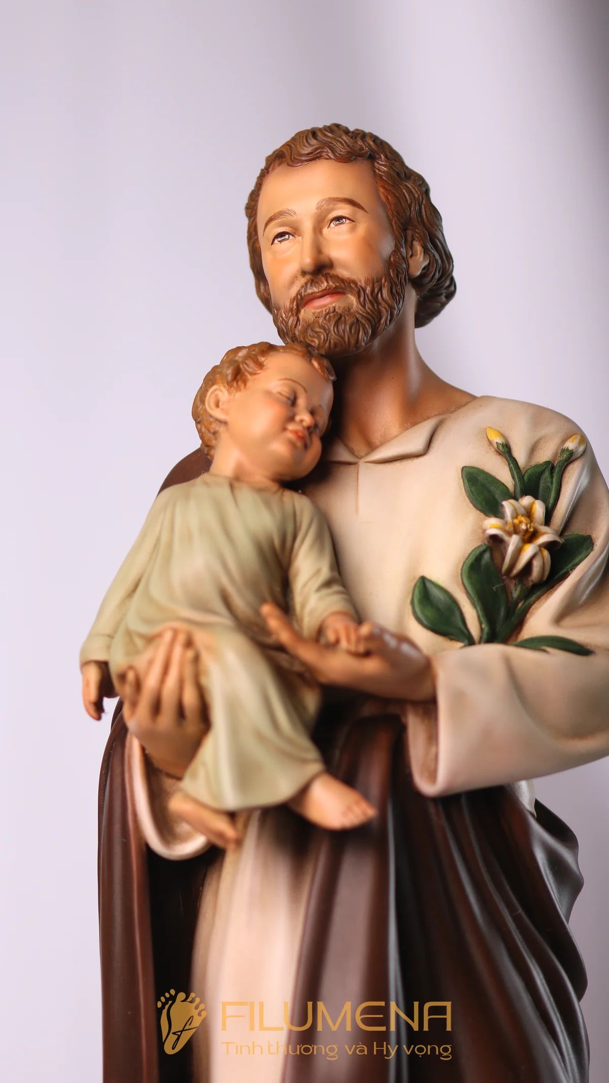 Tượng Thánh Giu-se bế Chúa cao 40 cm màu M1