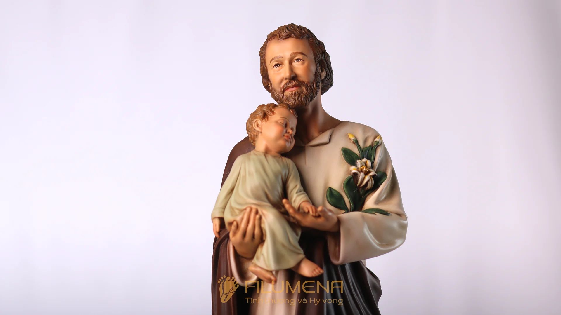 Tượng Thánh Giu-se bế Chúa cao 40 cm màu M1